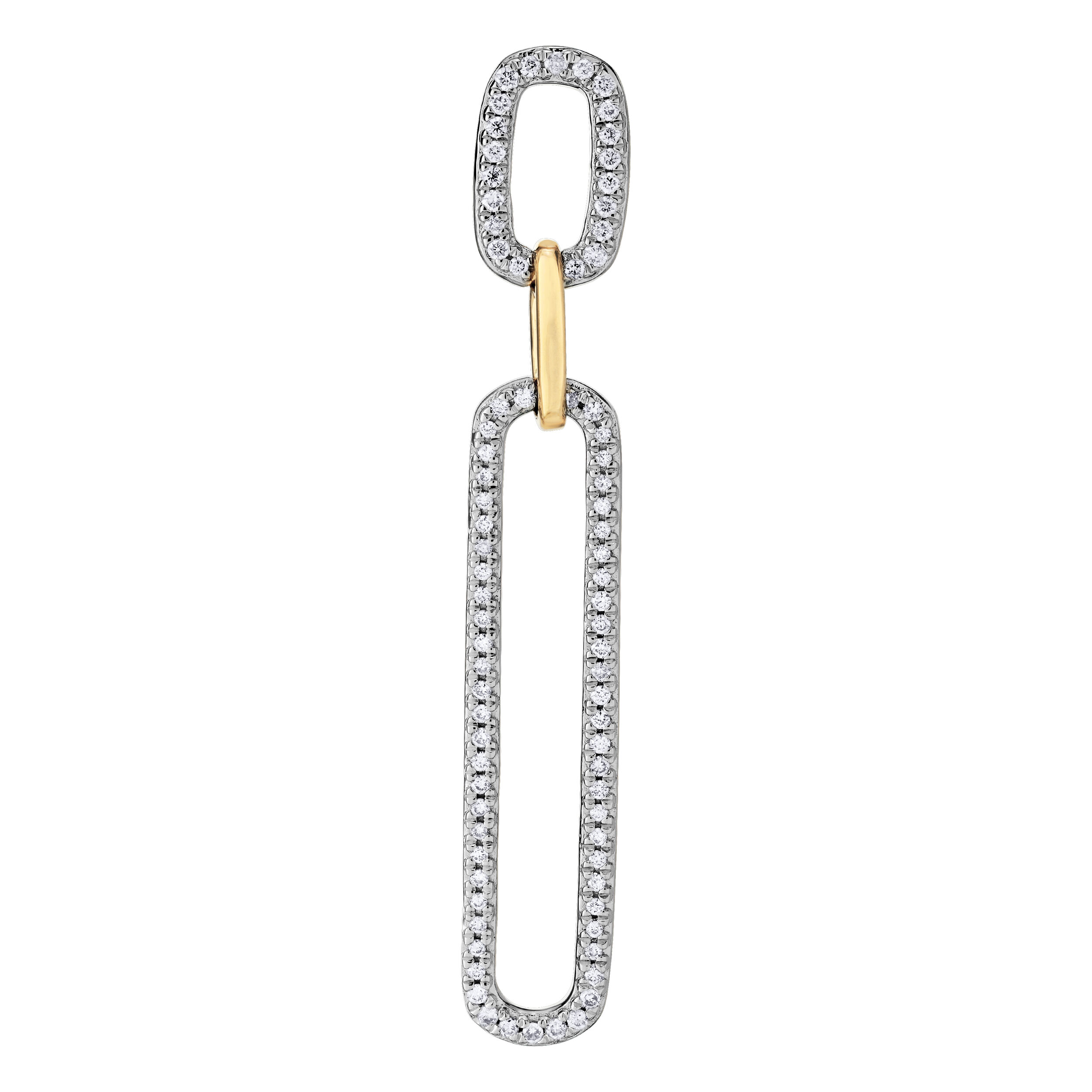 14K Yellow Gold Earrings Double Pave Paperclip Drops Diamond 0.50 Ctw