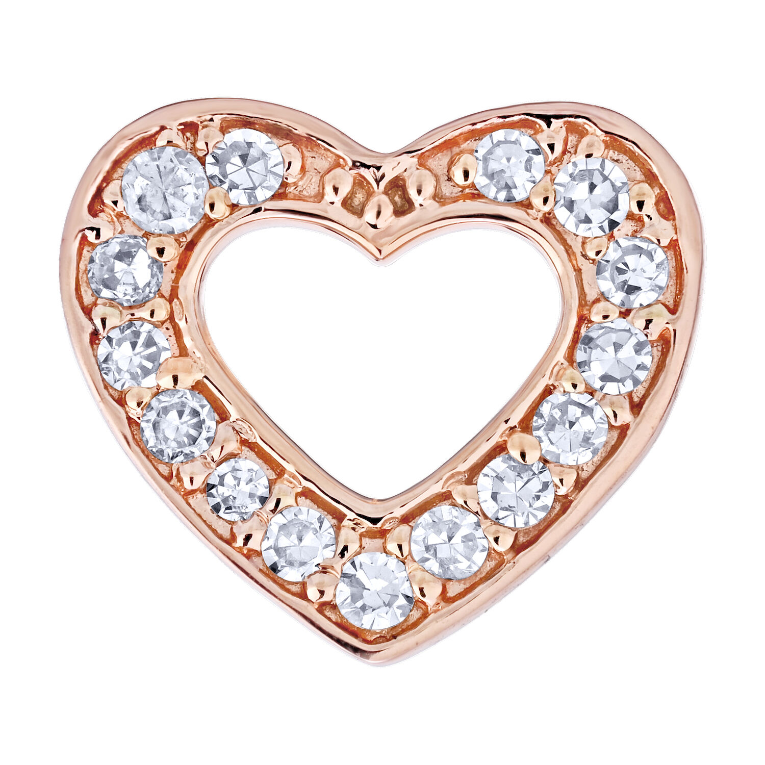 10K Two Tone Earrings Cutout Heart Studs Pave Set Diamond 0.15 Ctw