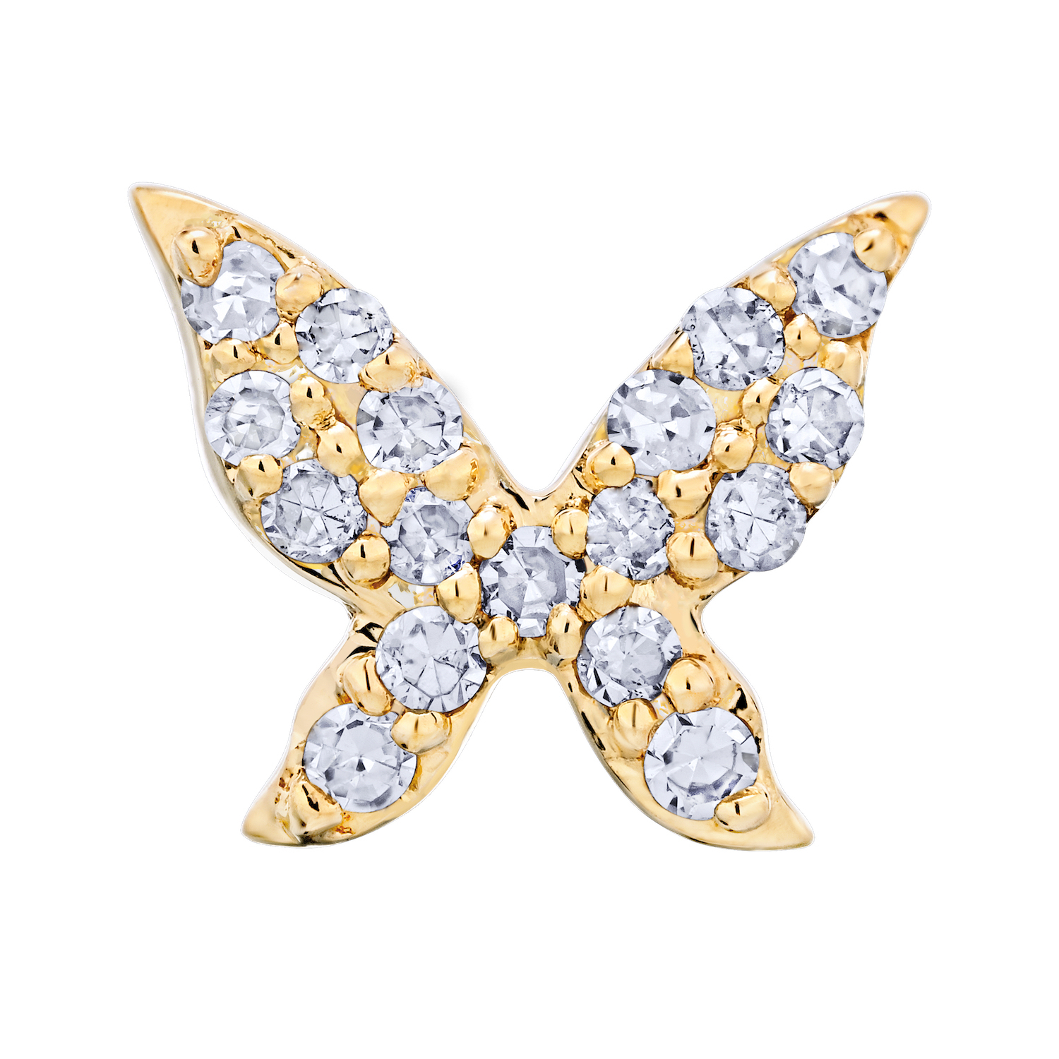 ZooLightful&trade; 10K Yellow Gold Pave Butterfly Studs Earrings Diamond 0.15 Ctw