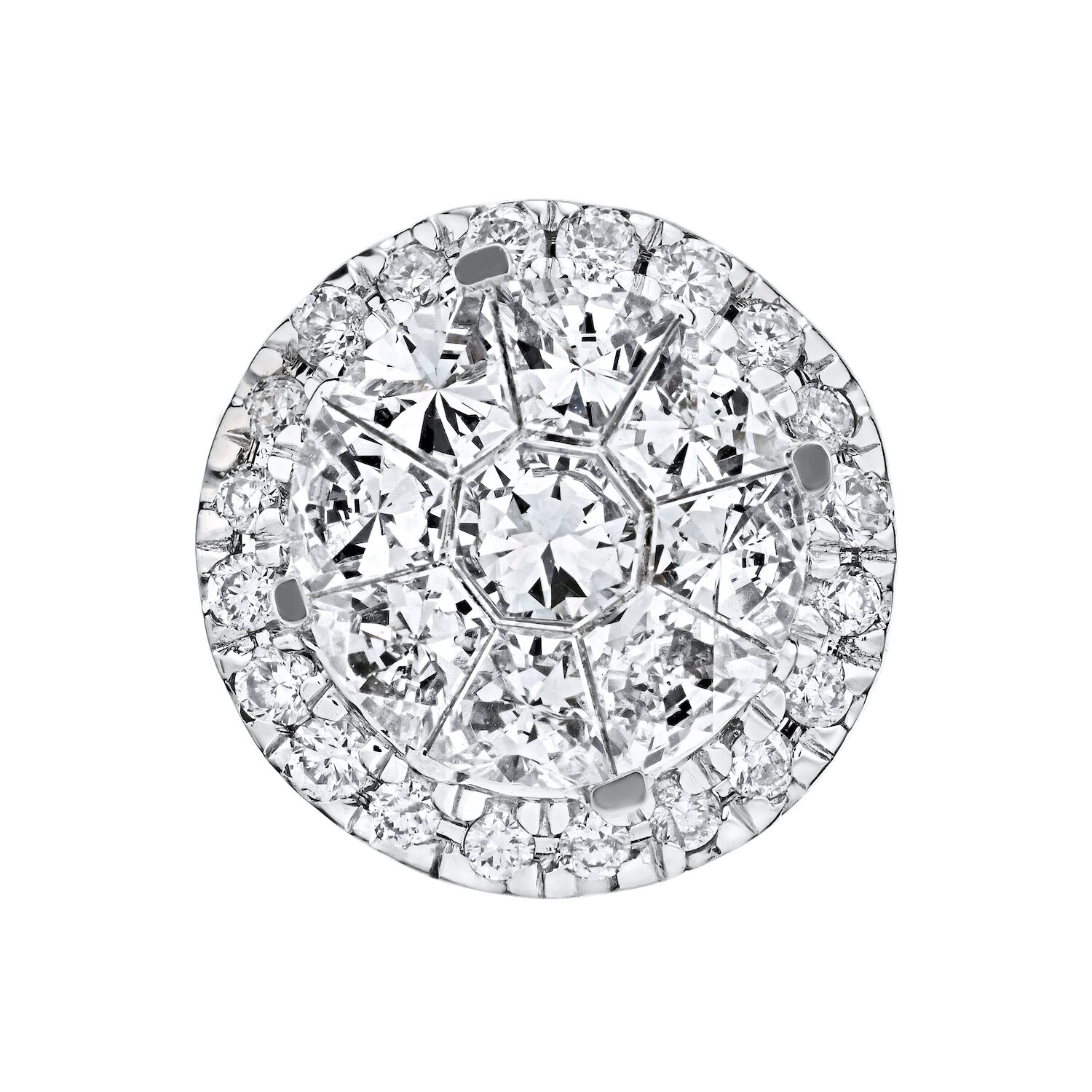 Compozit&trade; 14K White Gold Round Shape Halo Studs Earrings Diamond 1.50 Ctw Cutting Edge Technology