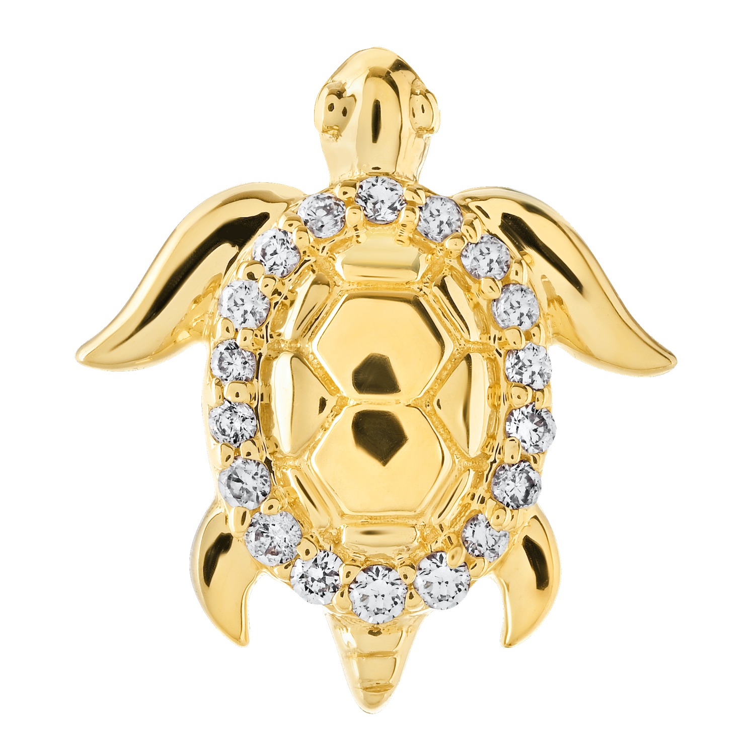 OCEANITY &trade; 14k Yellow Gold Earrings Turtles with Diamond Rims Studs Diamond 0.10 Ctw