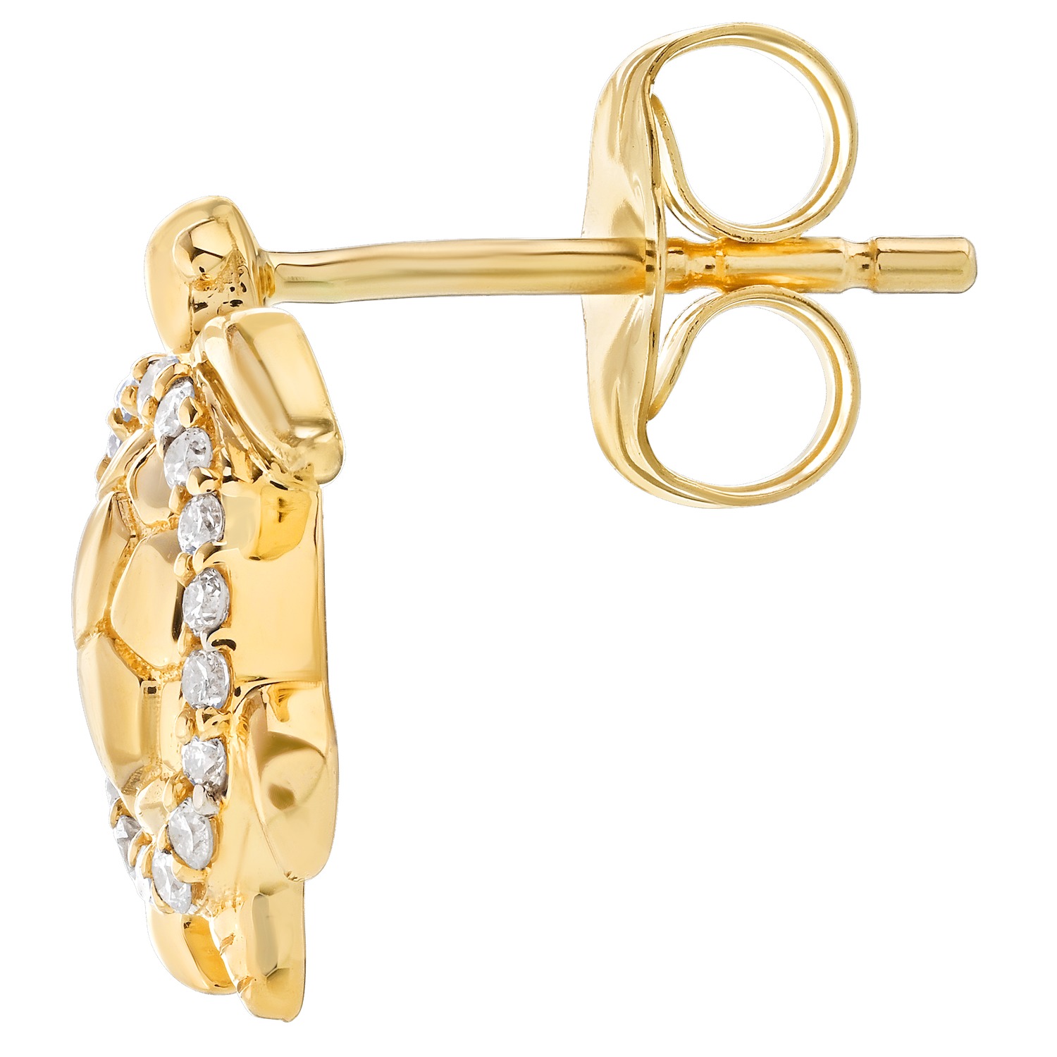OCEANITY &trade; 14k Yellow Gold Earrings Turtles with Diamond Rims Studs Diamond 0.10 Ctw