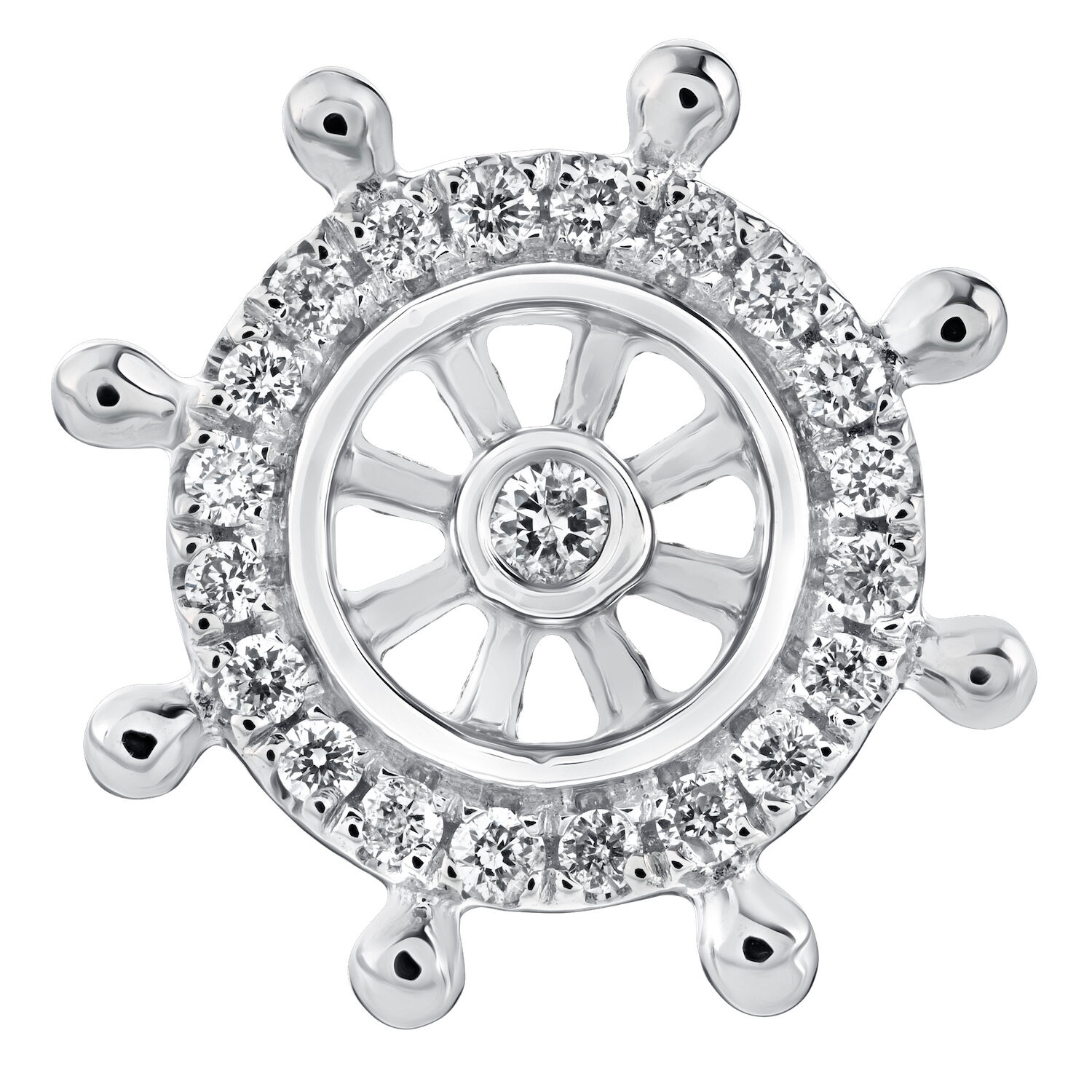 BluSea&trade; 14k White Gold Earrings Ships Wheels Studs Diamond 0.20 Ctw