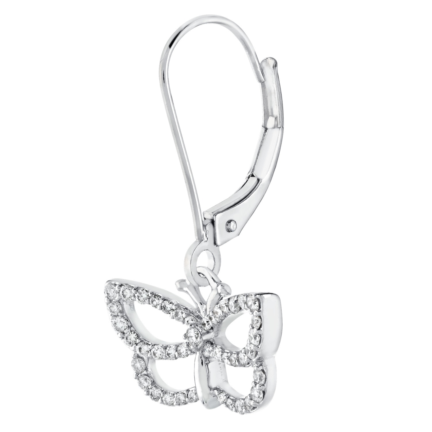 ZooLightful&trade; 14K White Gold Cutout Butterflies Lever Backs Earrings Diamond 0.33 Ctw