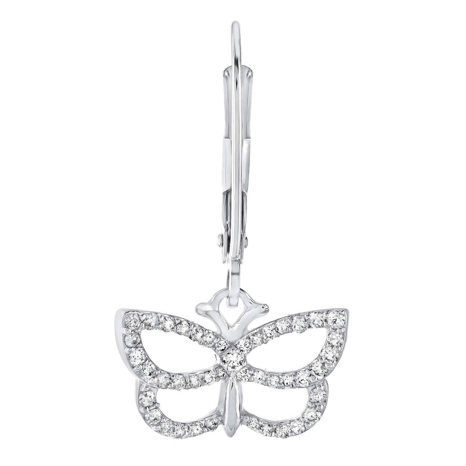 ZooLightful&trade; 14K White Gold Cutout Butterflies Lever Backs Earrings Diamond 0.33 Ctw