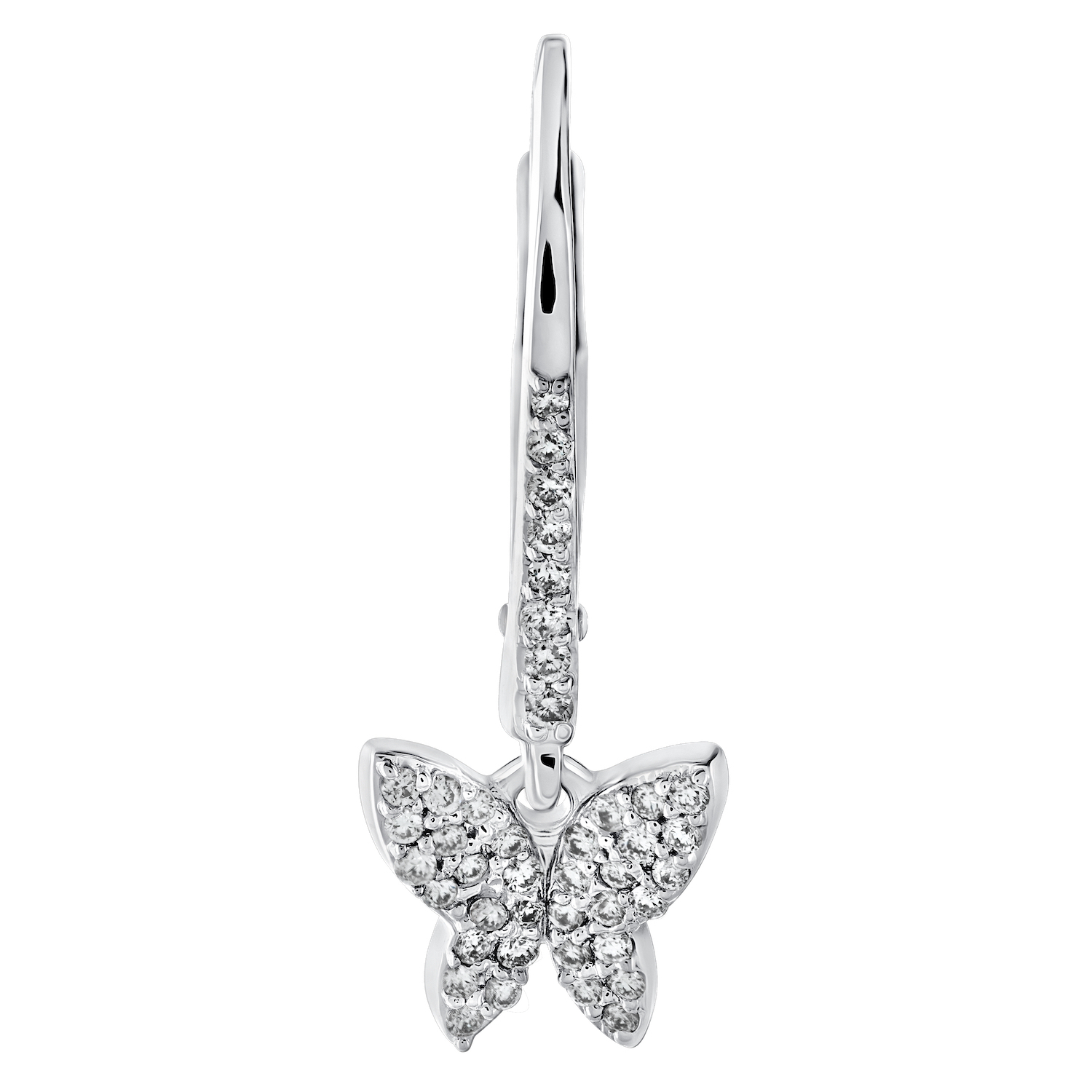 ZooLightful&trade; 14K White Gold Pave Drop Butterflies on Lever Backs Earrings Diamond 0.25 Ctw