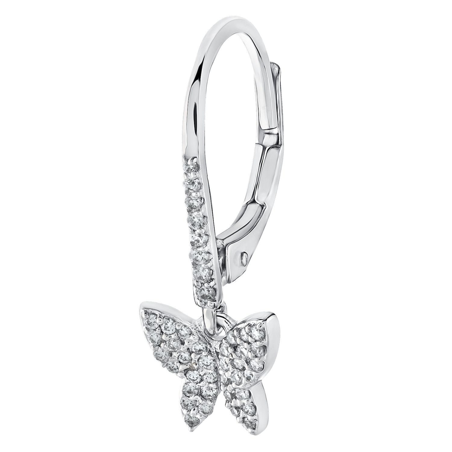 ZooLightful&trade; 14K White Gold Pave Drop Butterflies on Lever Backs Earrings Diamond 0.25 Ctw