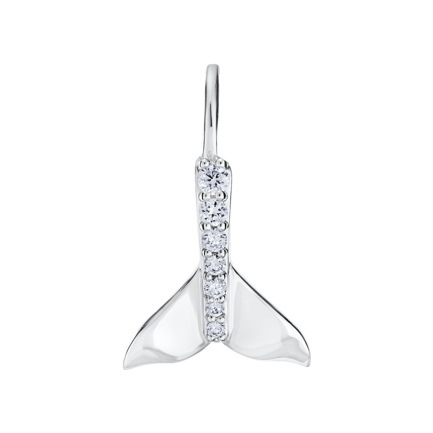 OCEANITY &trade; 14k White Gold Earrings Whale Tail Graduating Prong Set Graduating Spine Diamond 0.25 Ctw