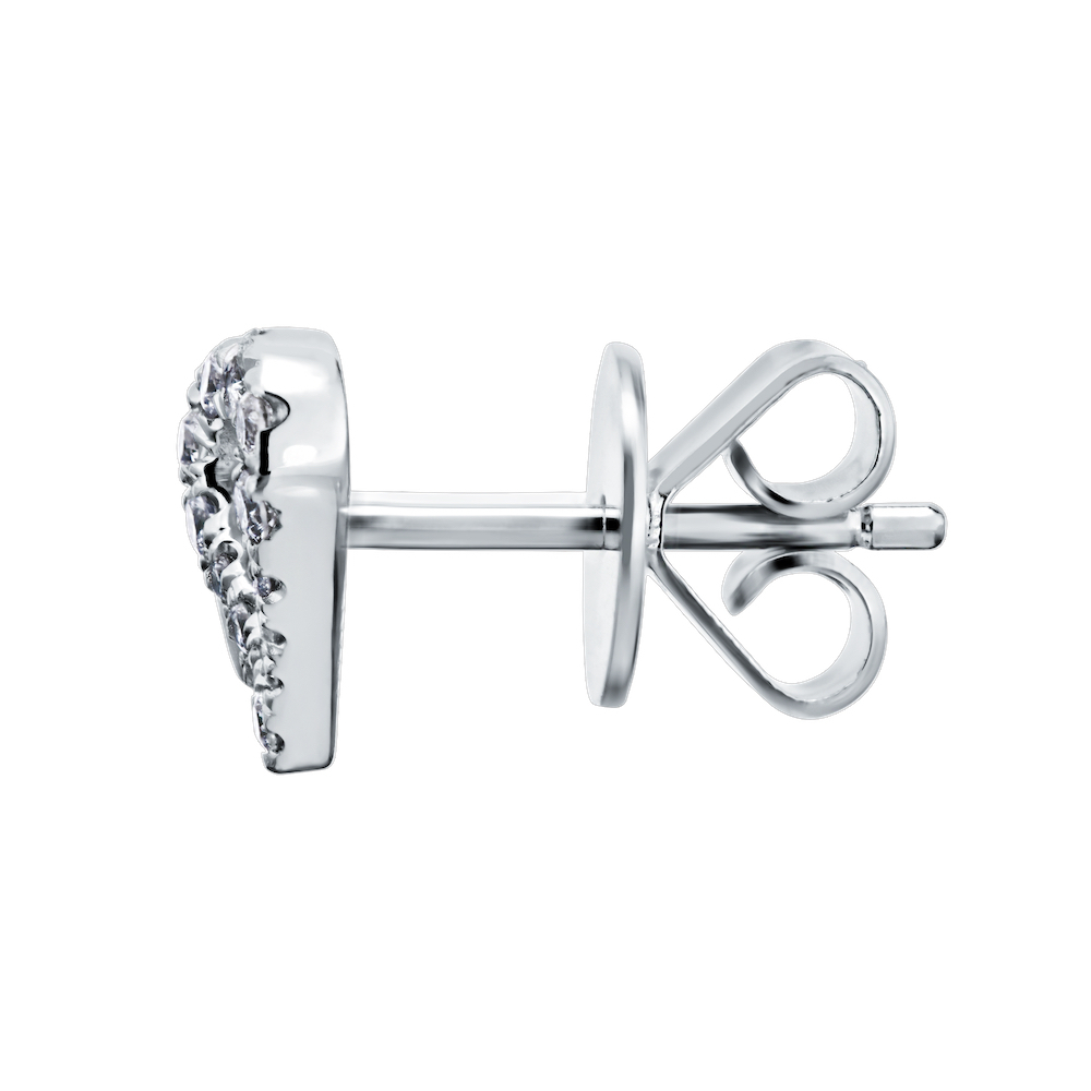 14K White Gold One Small & One Larger Heart Studs Diamond Earrings 0.15 Ctw