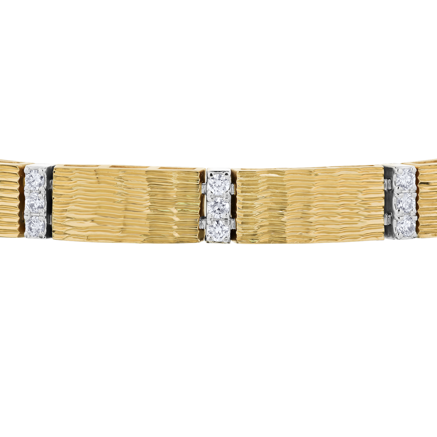 Textura&trade; 14K Yellow Gold Textured Sections with Diamond Bars Diamond 0.97 Ctw