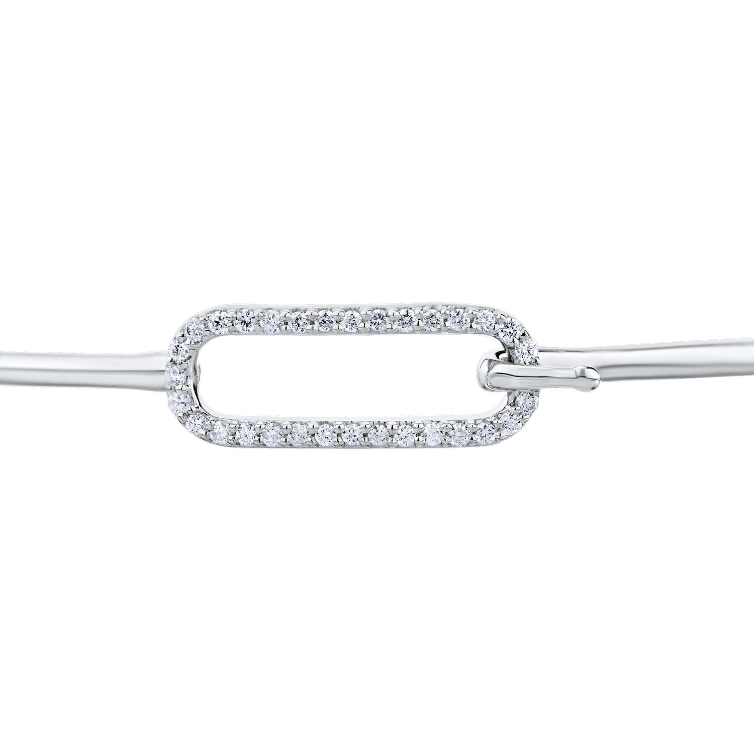 14K White Gold Pave Paperclip Hook & Eye Diamond Bangle 0.25 Ctw