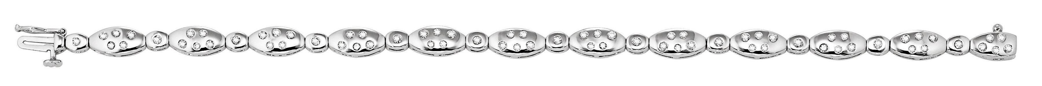 14K White Gold TT:Boat and Single Stone Flush Set Bracelet Diamond 1.00 Ctw