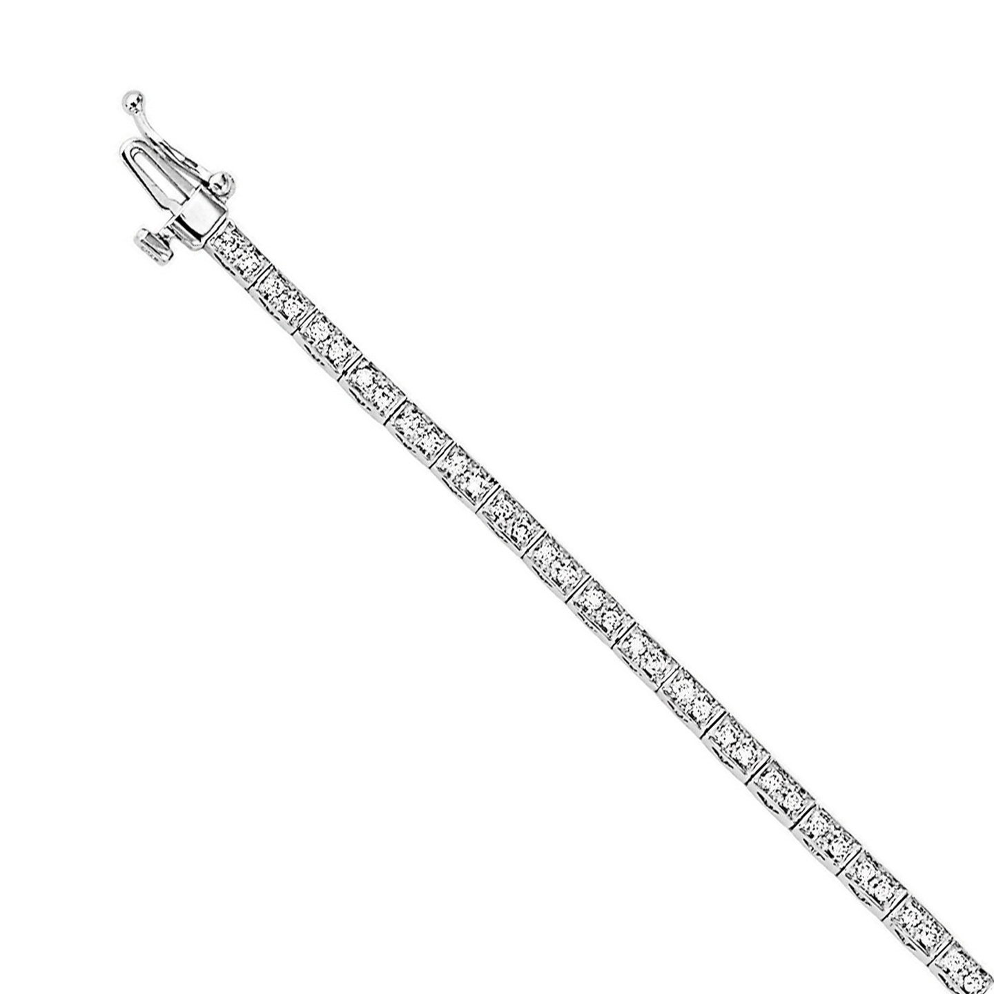14K White Gold Two Rds with Heart on the Gallery Bracelet Diamond 1.00 Ctw
