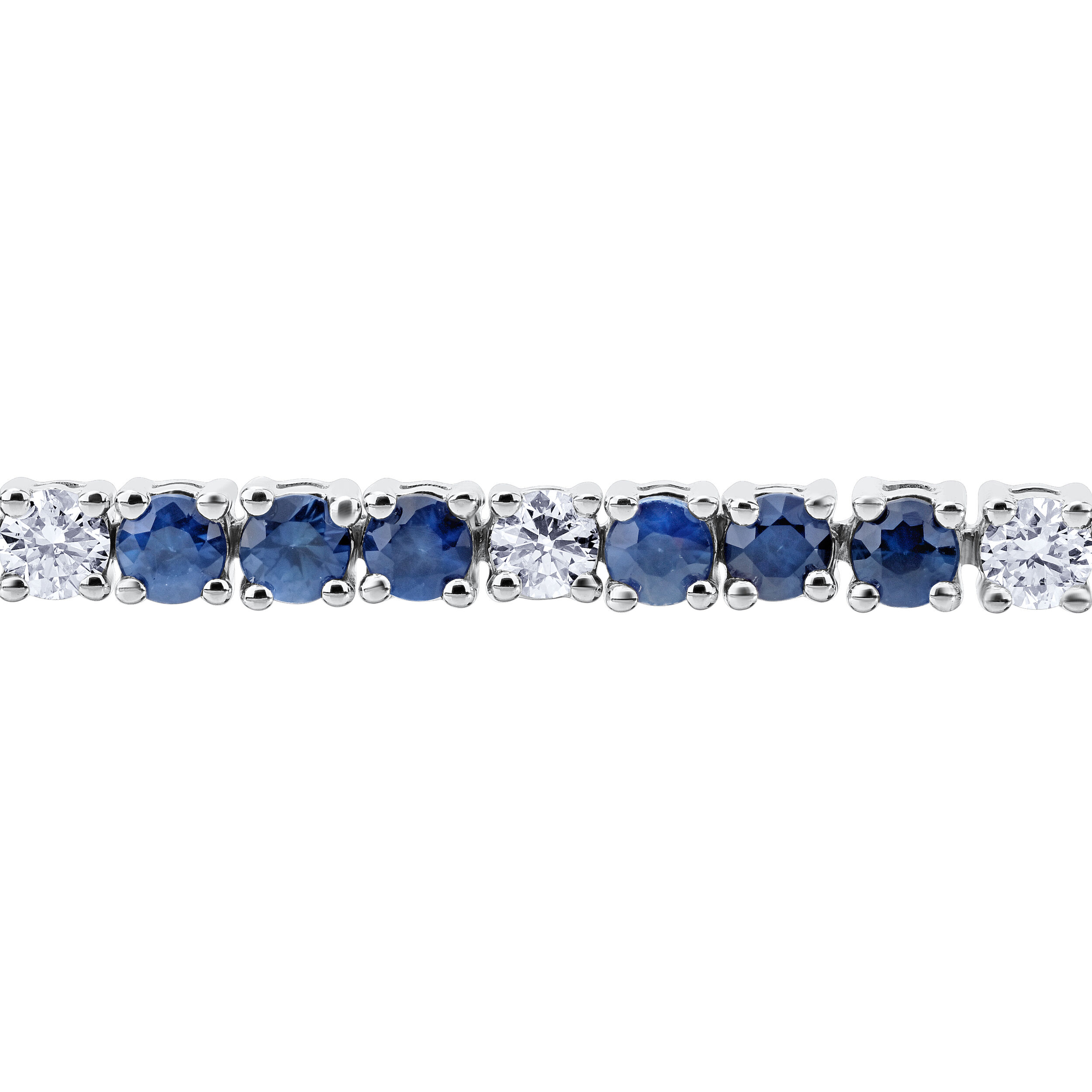 Majestic Gems&trade; 14k White Gold Shared Prong Alternating Blue Sapphire & Diamond 4.80 Ctw