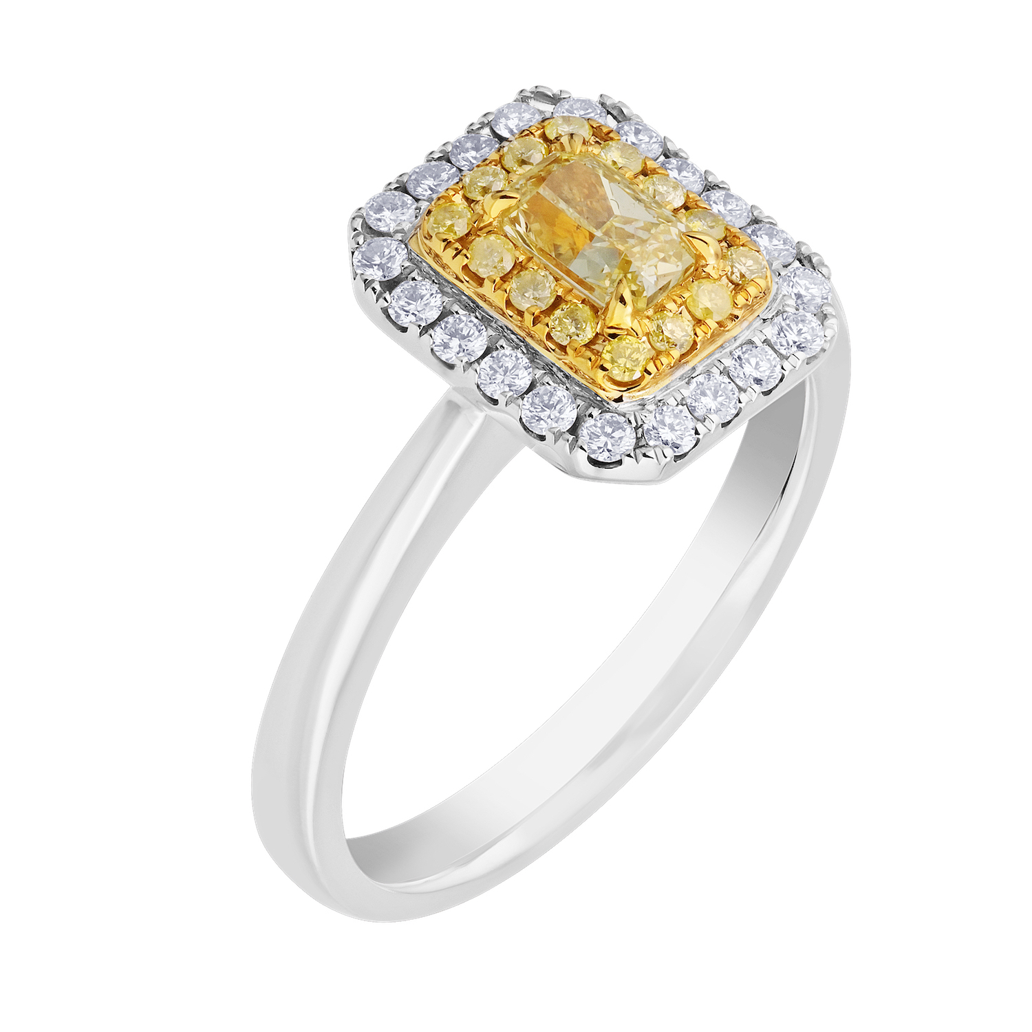 Canary Couture&trade; 14k Two Tone Ring Yellow & White Diamond 0.77 Ctw