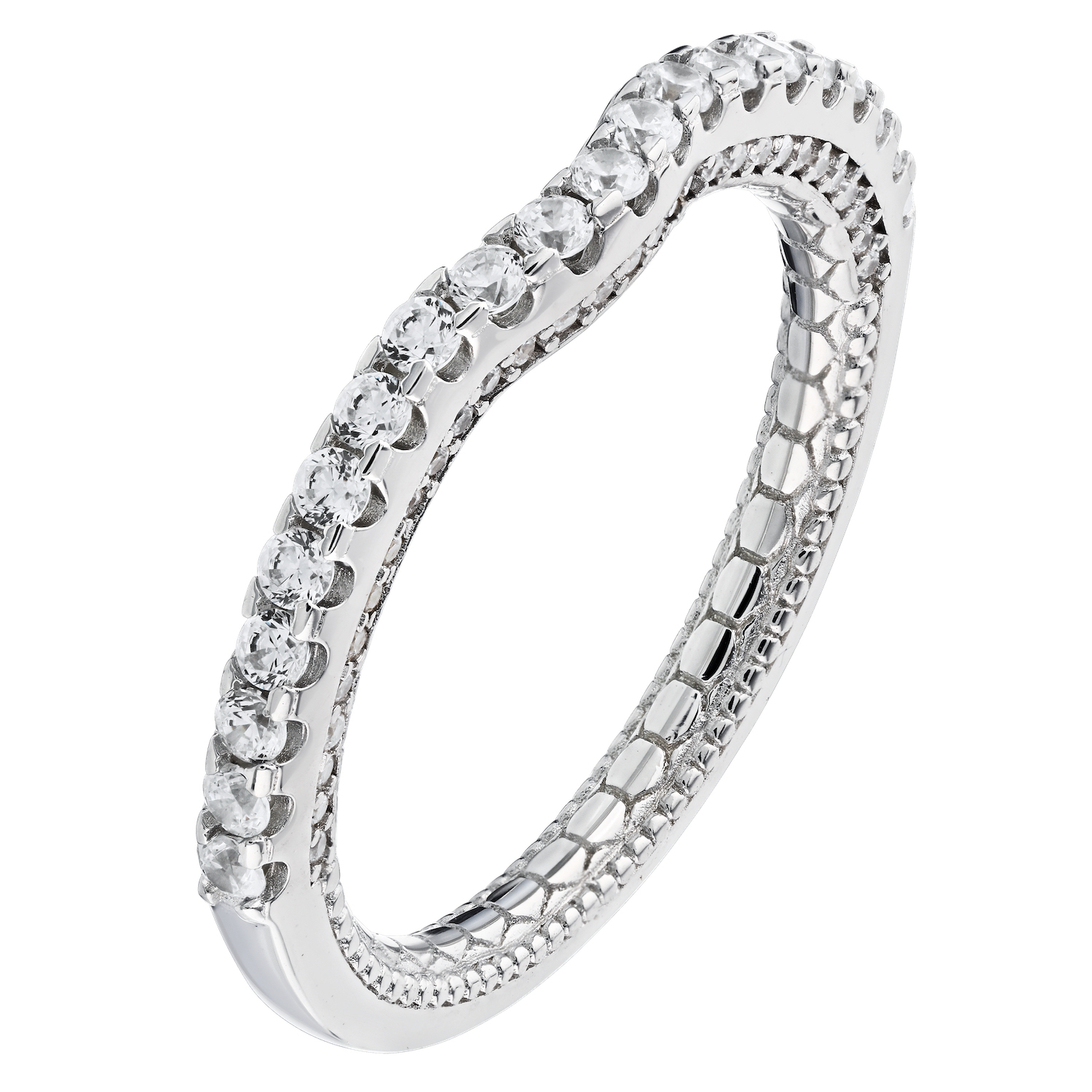 Enchanted Love&trade; 14K White Gold Diamond 0.50 Ctw Round Shared Prong Fitted Band Ring Engagement Ring