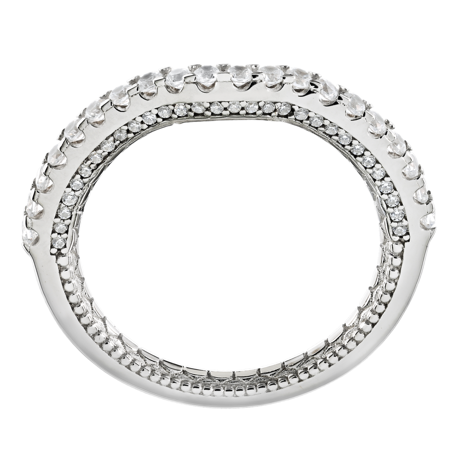 Enchanted Love&trade; 14K White Gold Diamond 0.50 Ctw Round Shared Prong Fitted Band Ring Engagement Ring