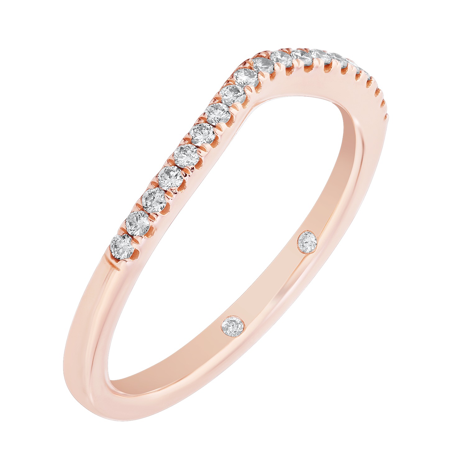 Cinnamon Dulce&trade; 14K Rose Gold Ring Diamond 0.15 Ctw Matching Wedding Band