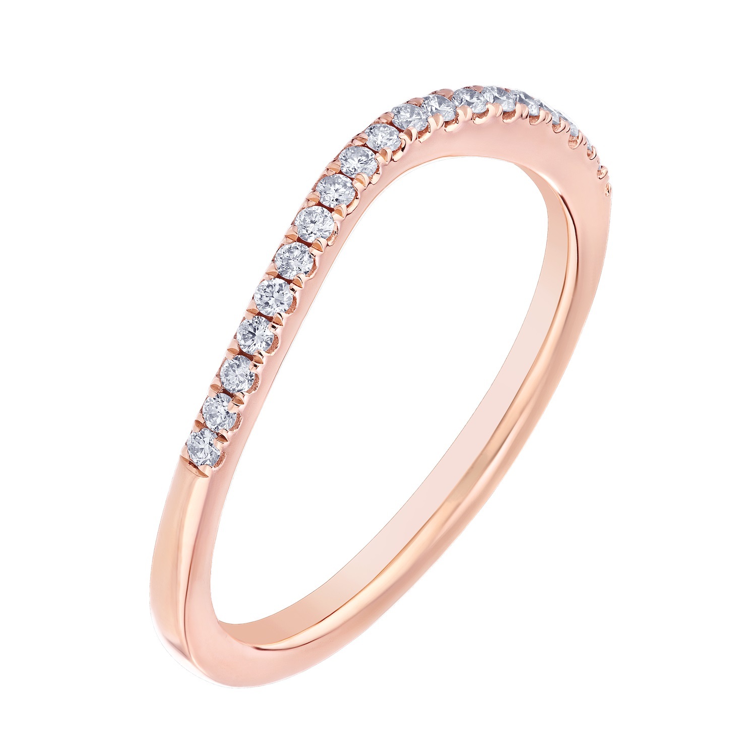 Peach Blossom&trade; 14k Rose Gold Matching Diamond Curved Wedding Band Ring Diamond 0.15 Ctw
