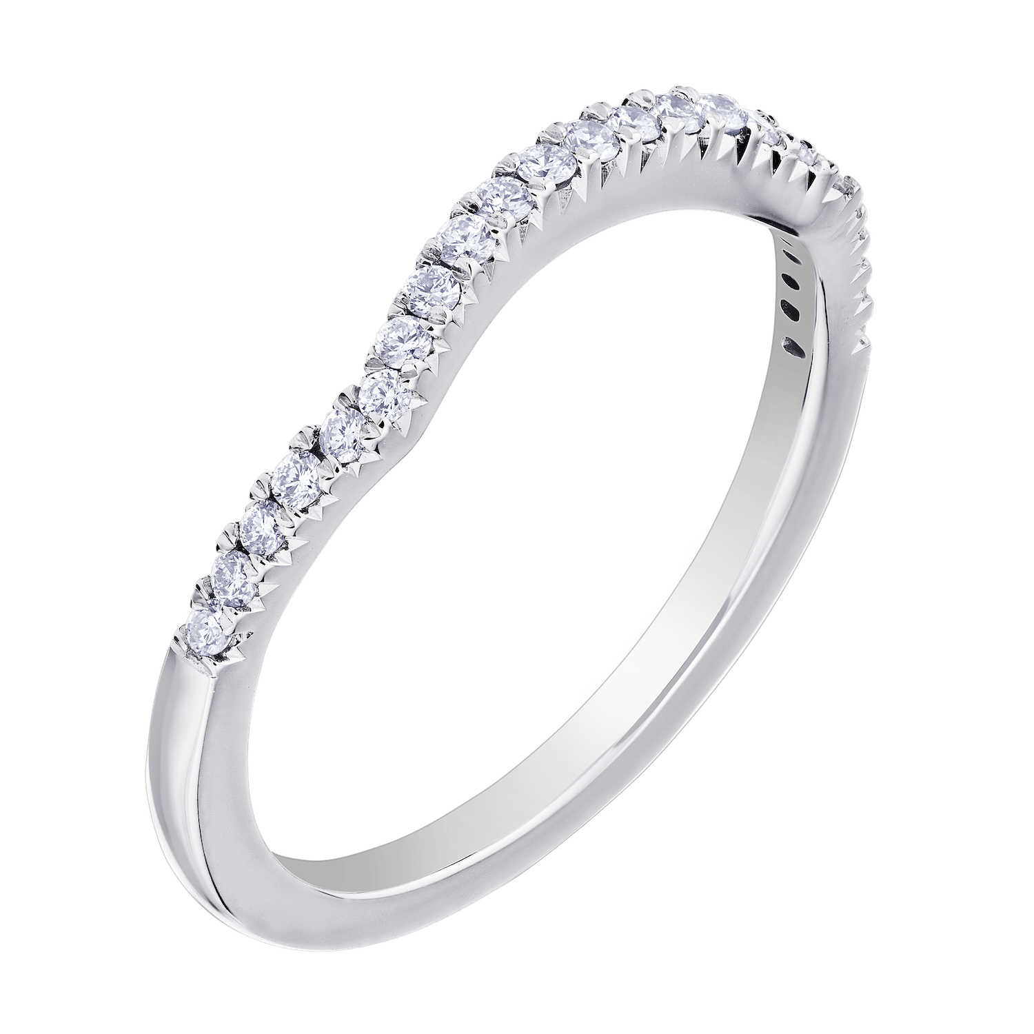 Compozit&trade; 14K White Gold Matching Diamond Wedding Band Ring Diamond 0.19 Ctw