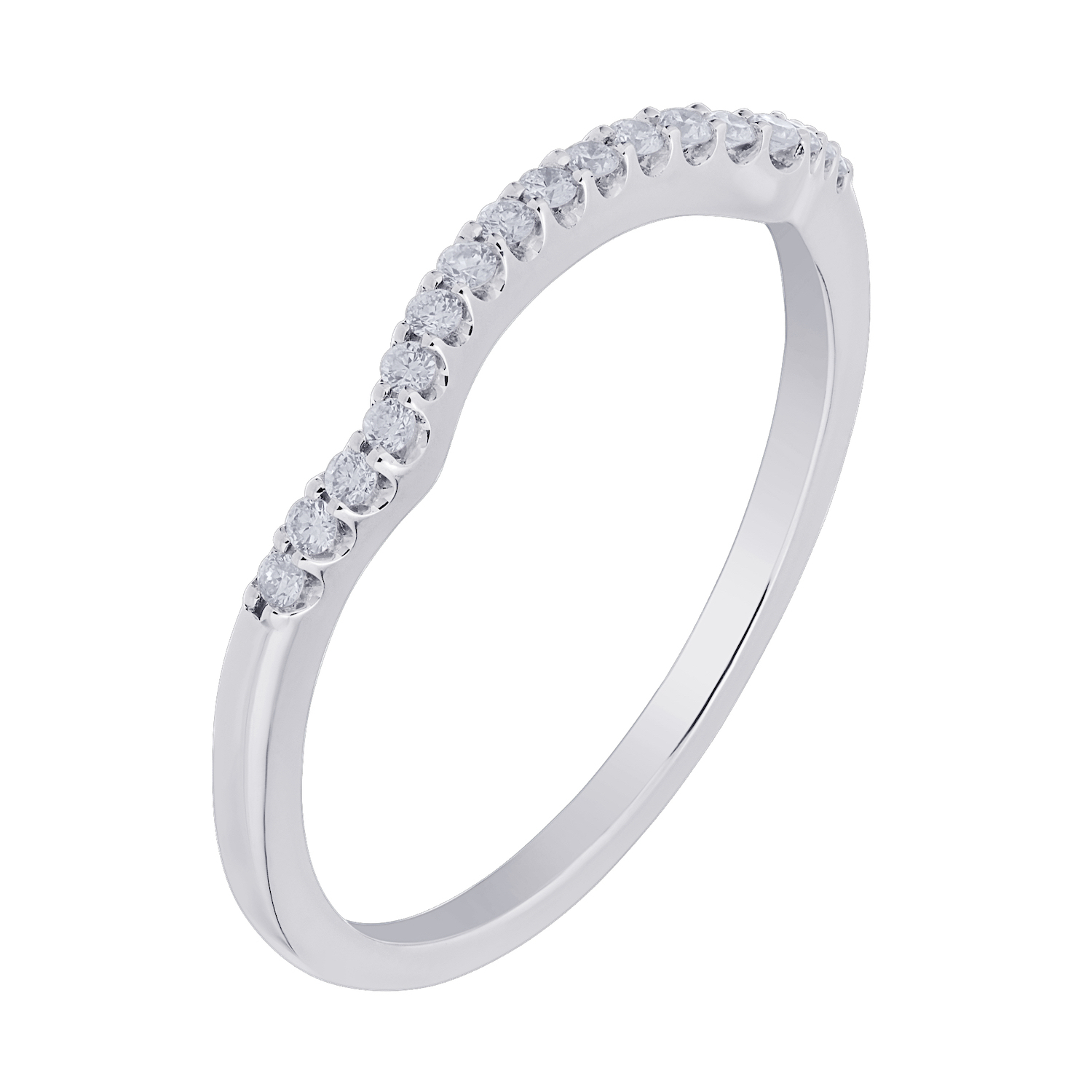 Multiplicity&trade; 14K White Gold Matching Diamond Fitted Band 0.12 Ctw Diamond