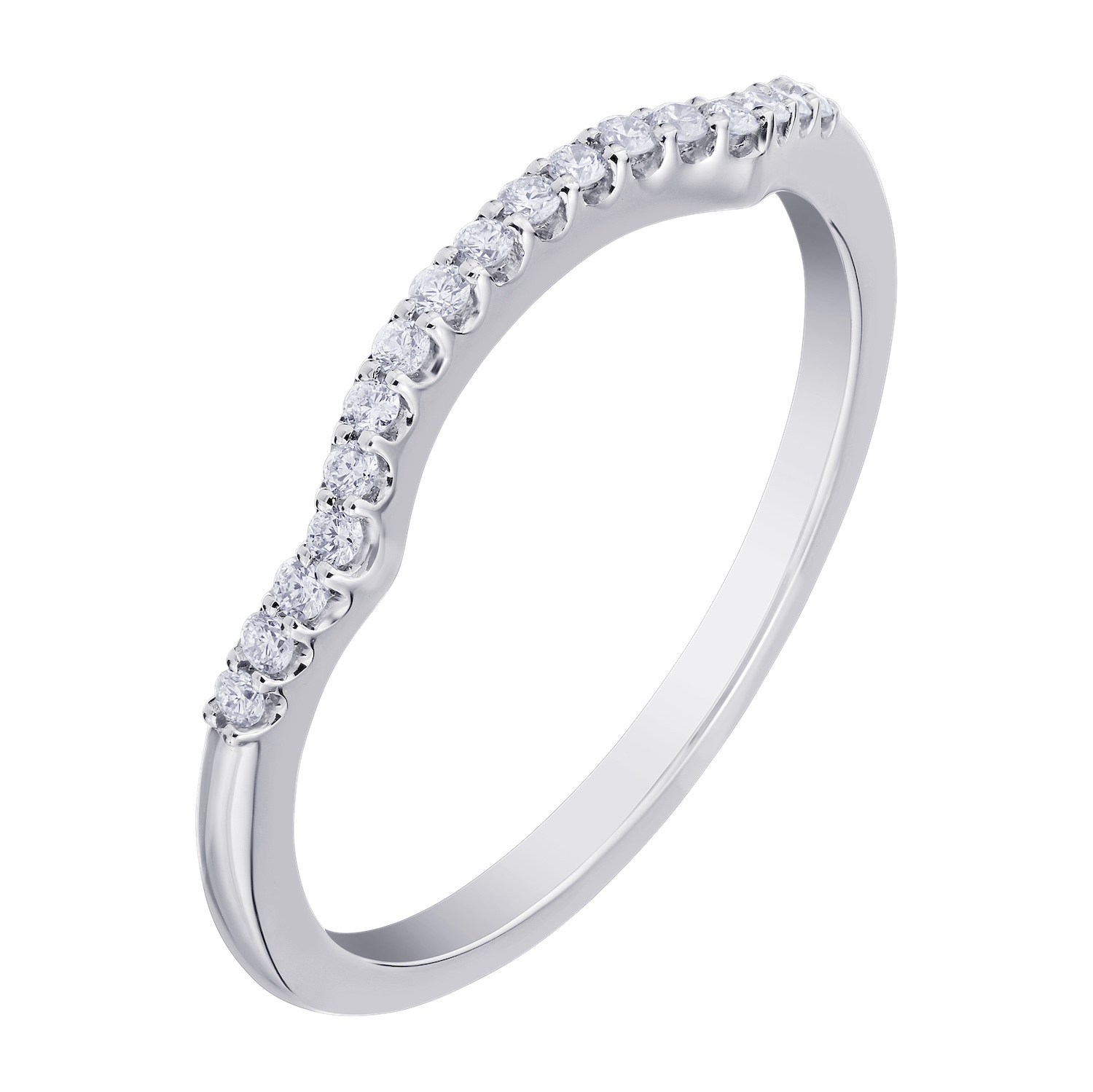 Compozit&trade; 14K White Gold Matching Fitted Wedding Band Ring Diamond 0.12 Ctw