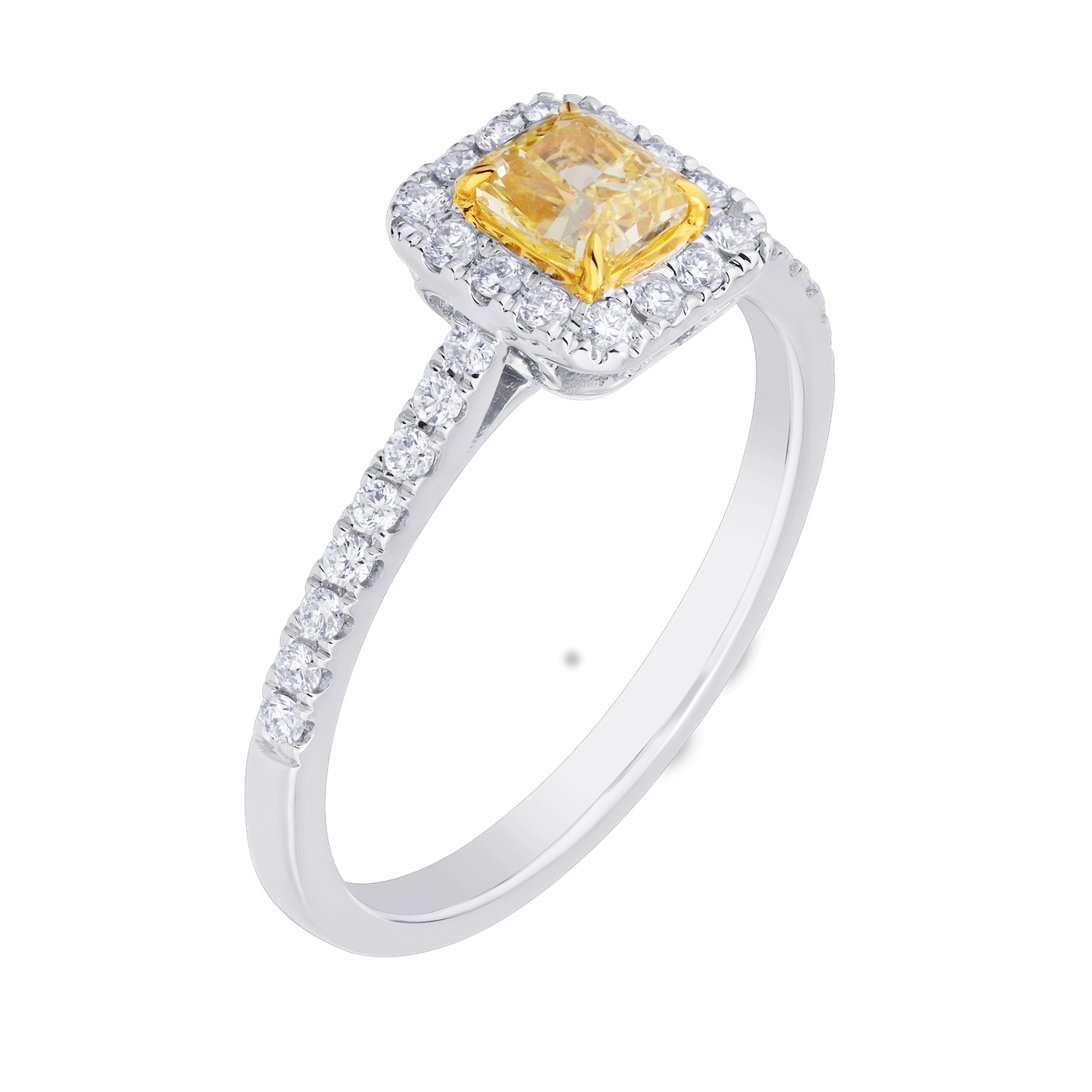 Canary Couture&trade; 14k White Gold Ring Yellow & White Diamond 0.77 Ctw