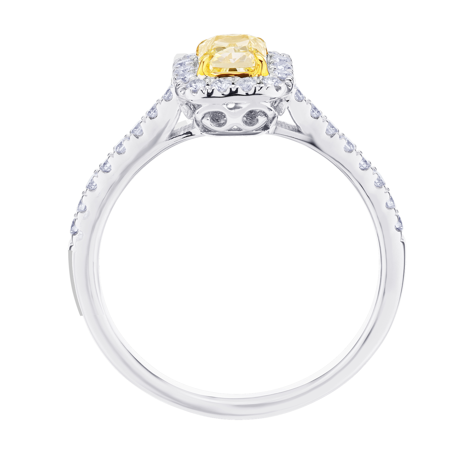 Canary Couture&trade; 14k White Gold Ring Yellow & White Diamond 0.77 Ctw