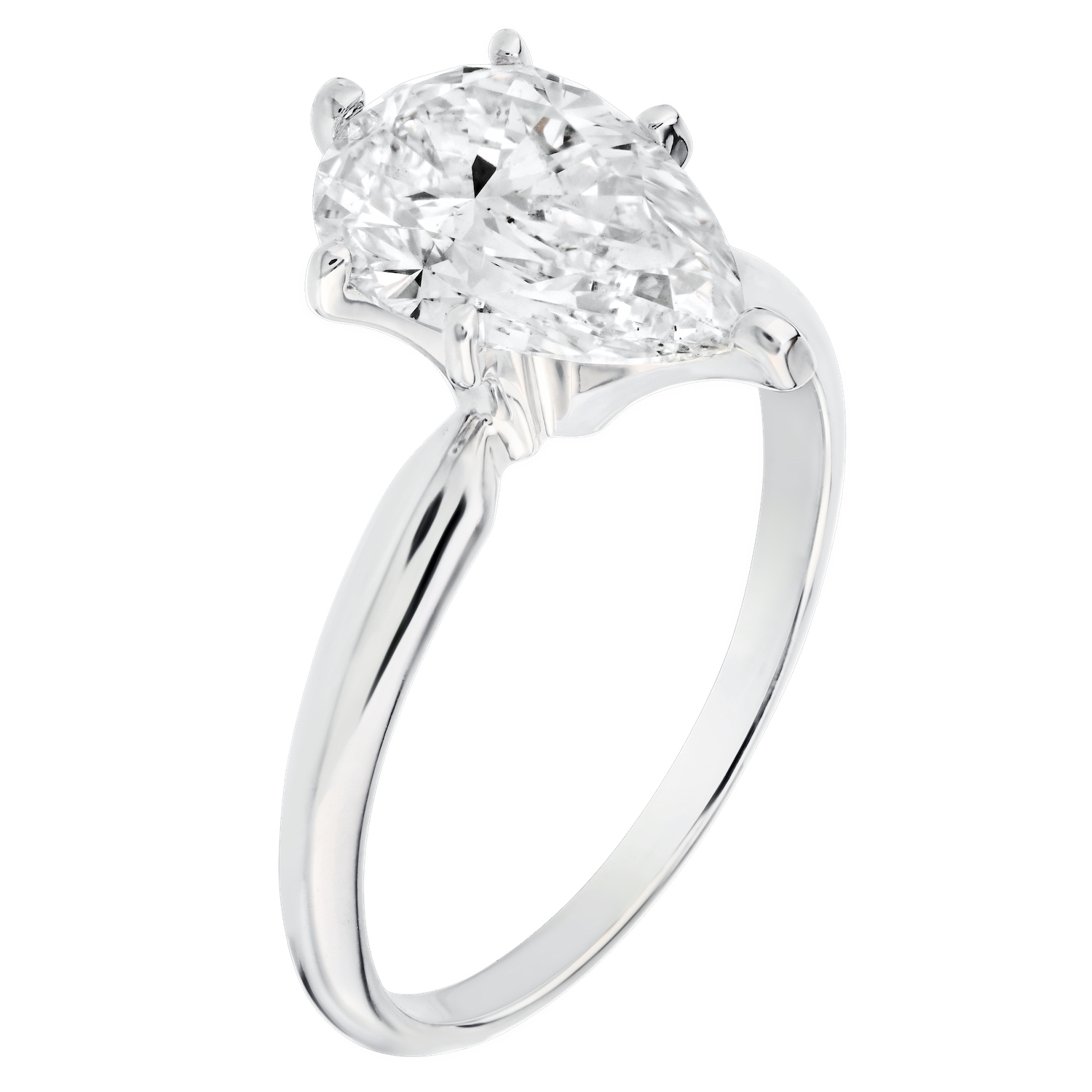 VERDE&trade; 14k White Gold Prong Set Solitaire Pear-Shape Ring 1.50 Ctw LAB GROWN DIAMONDS