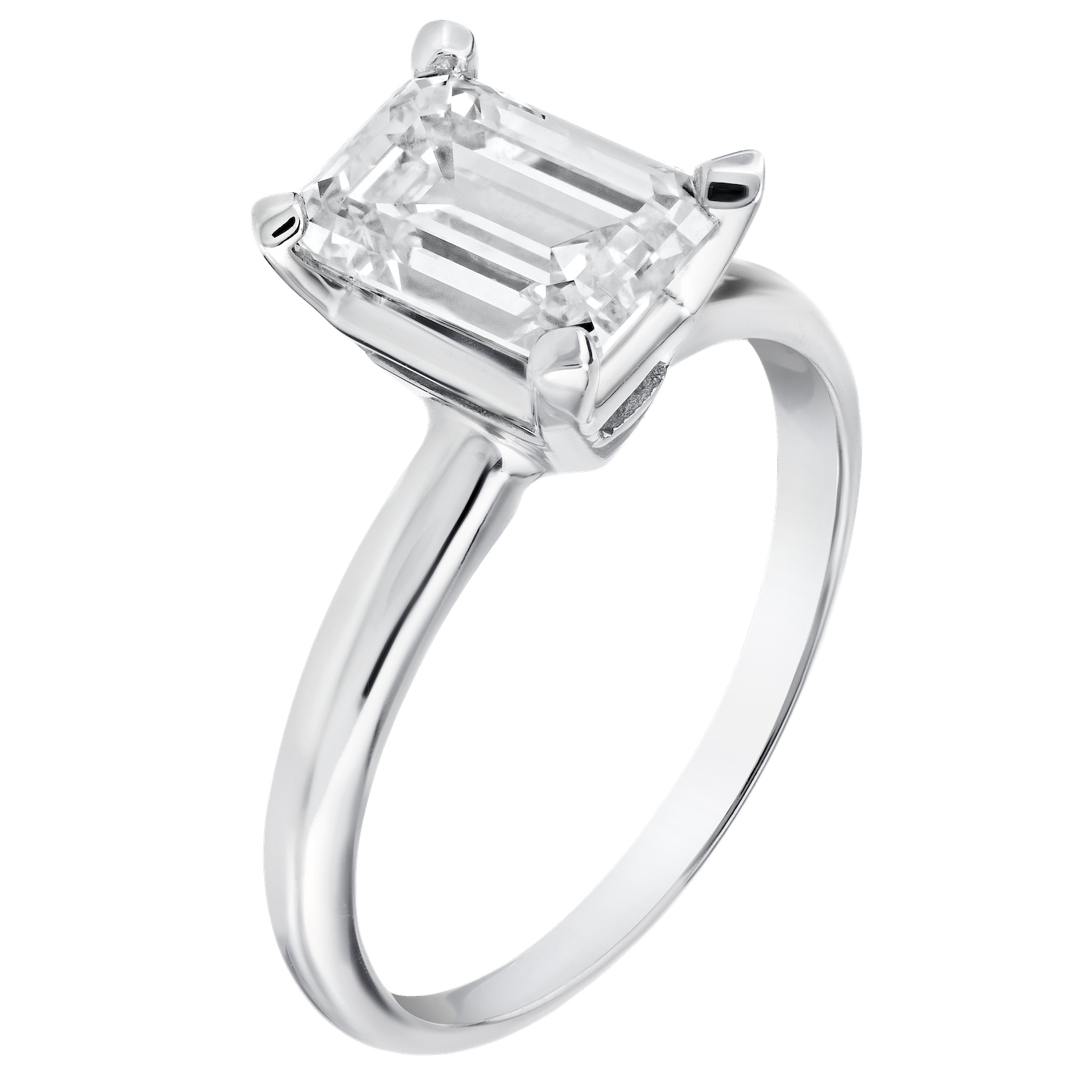 VERDE&trade; 14k White Gold 4 Prong Solitaire Emerald Cut Ring 1.50 Ctw LAB GROWN DIAMONDS
