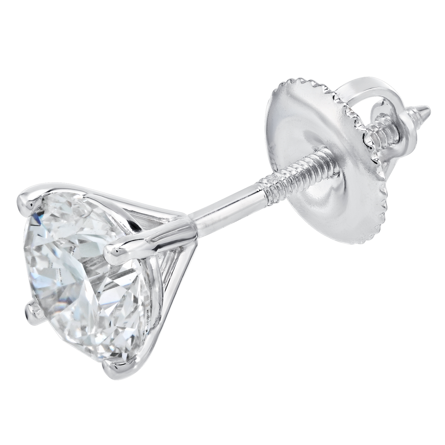 VERDE&trade; 14k White Gold 4 Prong Screw Back Stud Earrings 0.65 Ctw LAB GROWN DIAMONDS