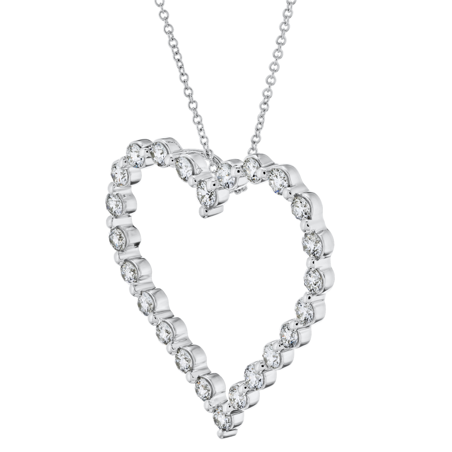 VERDE&trade; 14k White Gold Cutout Heart Hidden Bail Pendant 1.00 Ctw LAB GROWN DIAMONDS