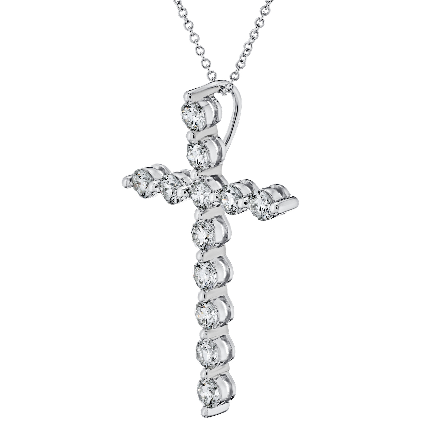 VERDE&trade; 14k White Gold Prong Set Cross Hidden Bail Pendant 1.00 Ctw LAB GROWN DIAMONDS