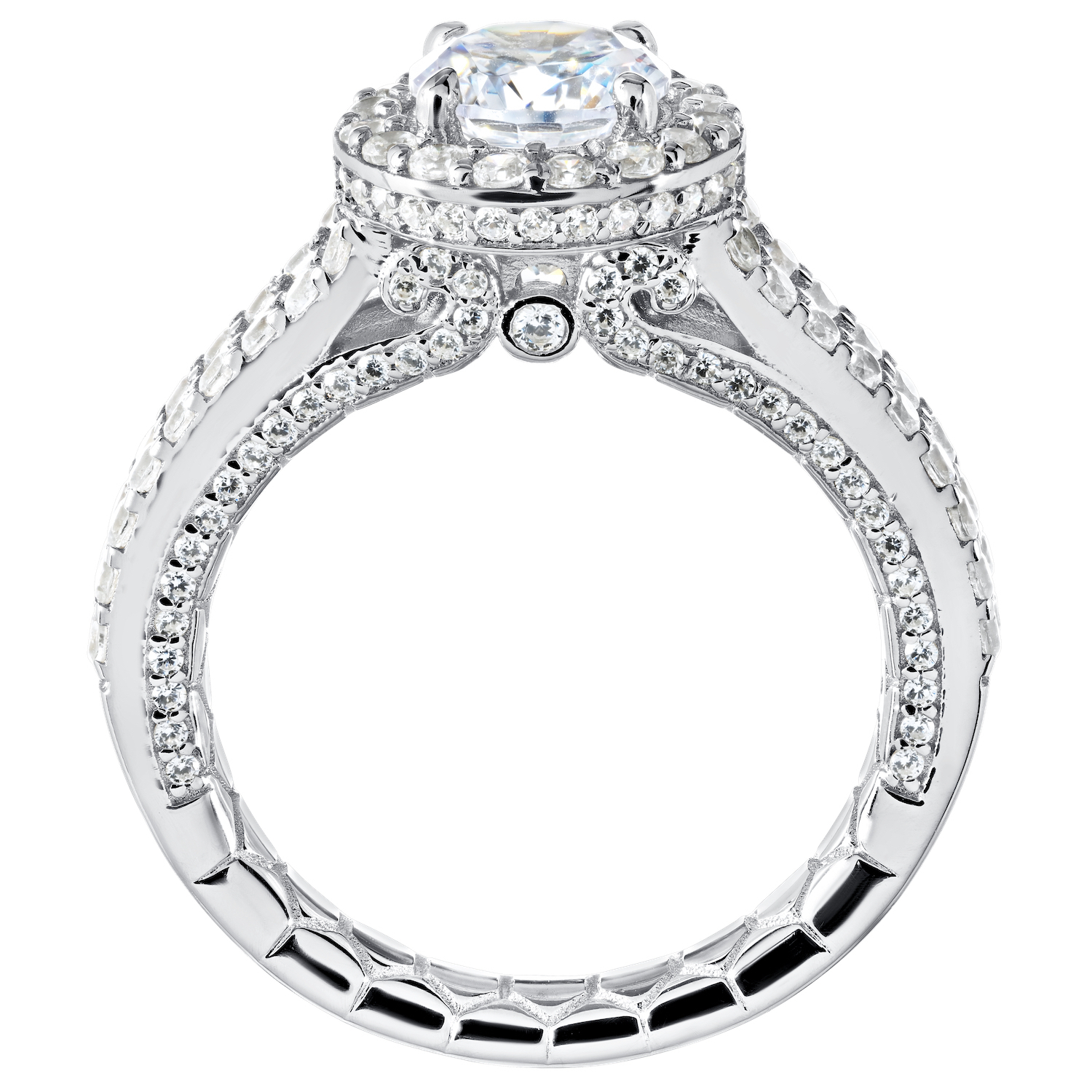 Enchanted Love&trade; 14K White Gold Diamond 1.00 Ctw Round Halo Split Shank Semi-Mount Engagement Ring