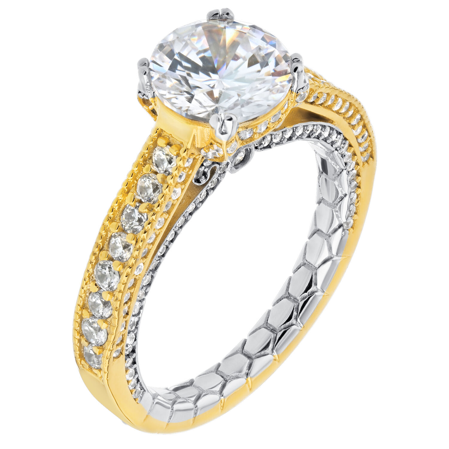Enchanted Love&trade; 14K Two Tone Diamond 0.75 Ctw Prong Set Center Milgrain Shank Semi-Mount Engagement Ring