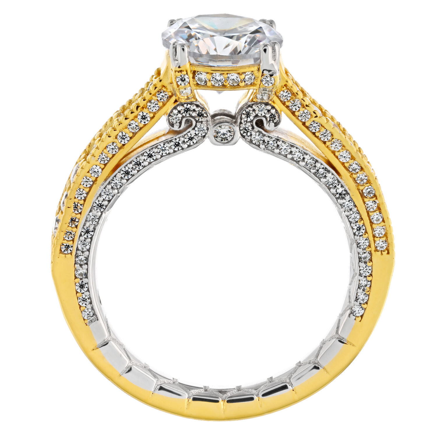 Enchanted Love&trade; 14K Two Tone Diamond 0.75 Ctw Prong Set Center Milgrain Shank Semi-Mount Engagement Ring