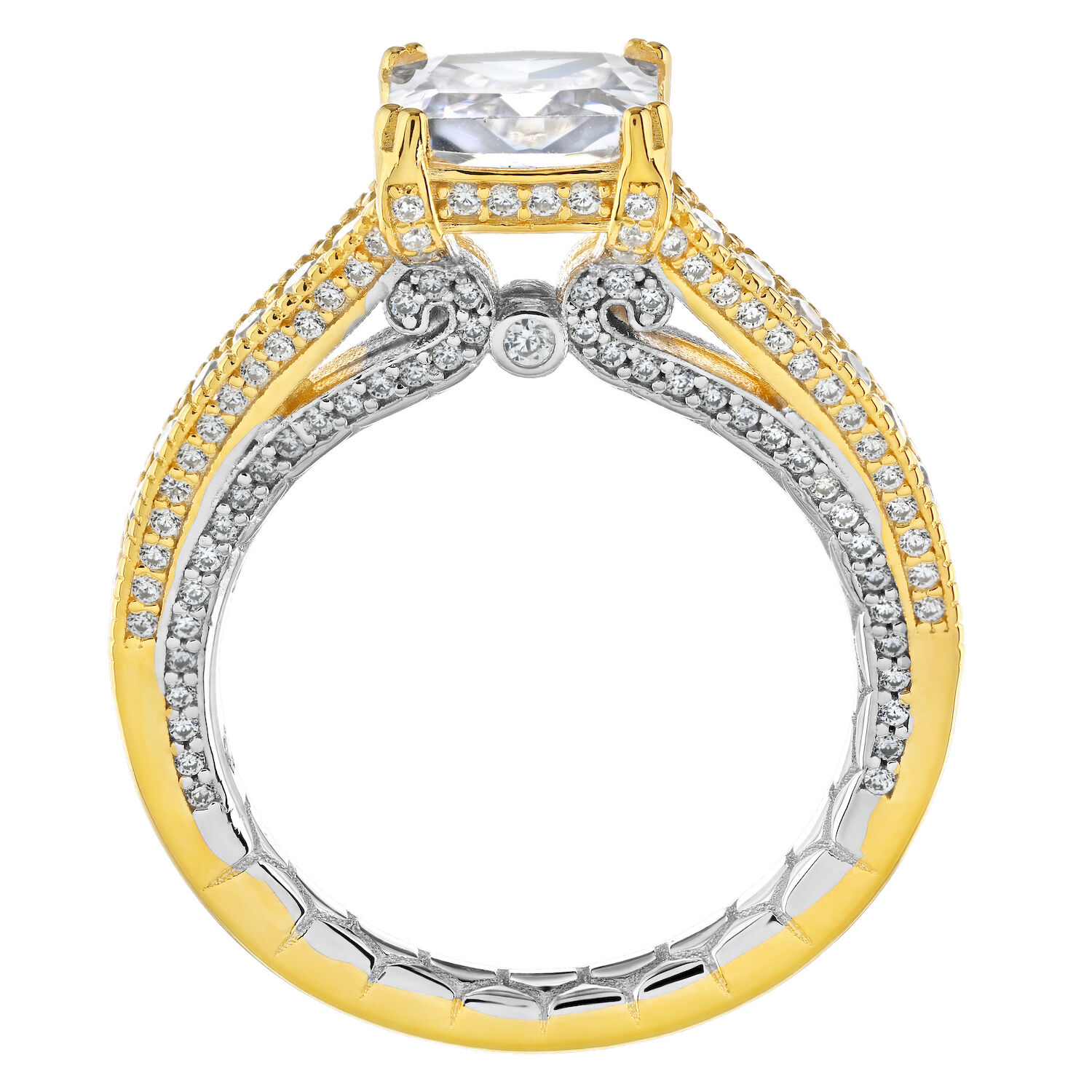 Enchanted Love&trade; 14K Two Tone Diamond 0.75 Ctw Cushion Prong Set Milgrain Shank Semi-Mount Engagement Ring