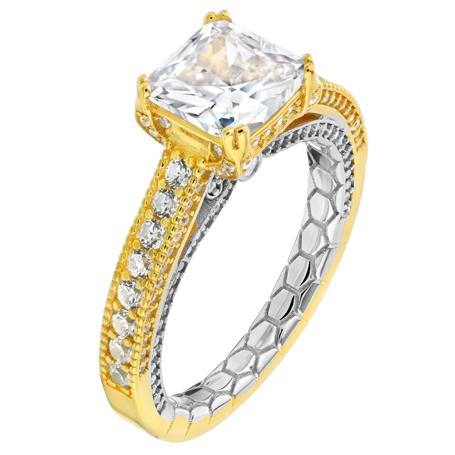 Enchanted Love&trade; 14K Two Tone Diamond 0.75 Ctw Cushion Prong Set Milgrain Shank Semi-Mount Engagement Ring