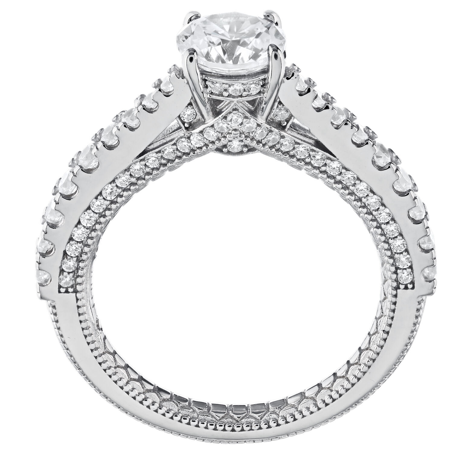 Enchanted Love&trade; 14K Two Tone Diamond 0.50 Ctw Round Prong Set Center with Reverse Taper Shoulders Semi-Mount Engagement Ring