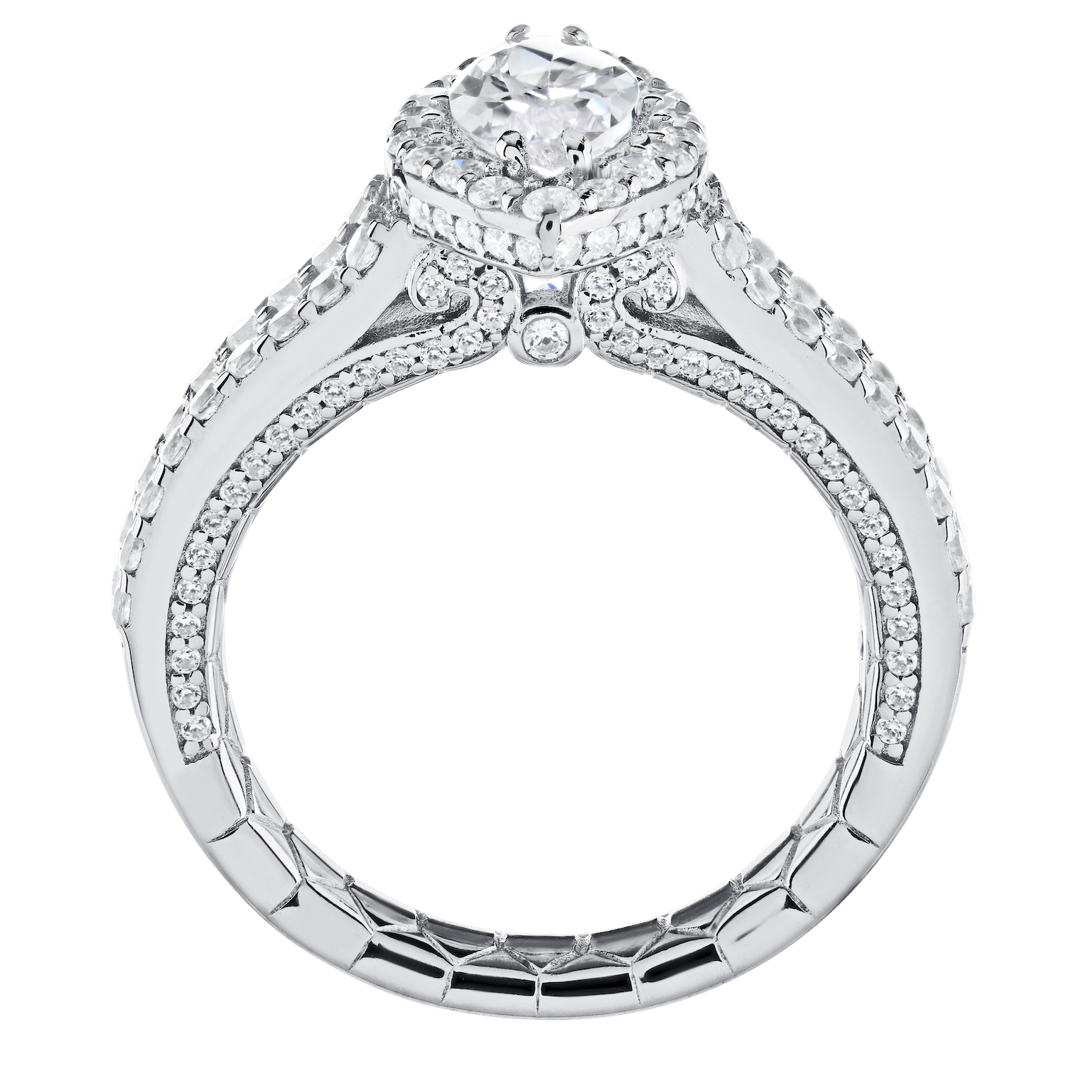 Enchanted Love&trade; 14K White Gold Diamond 1.00 Ctw Marquise Halo Center with Split Shank Shoulders Semi-Mount Engagement Ring