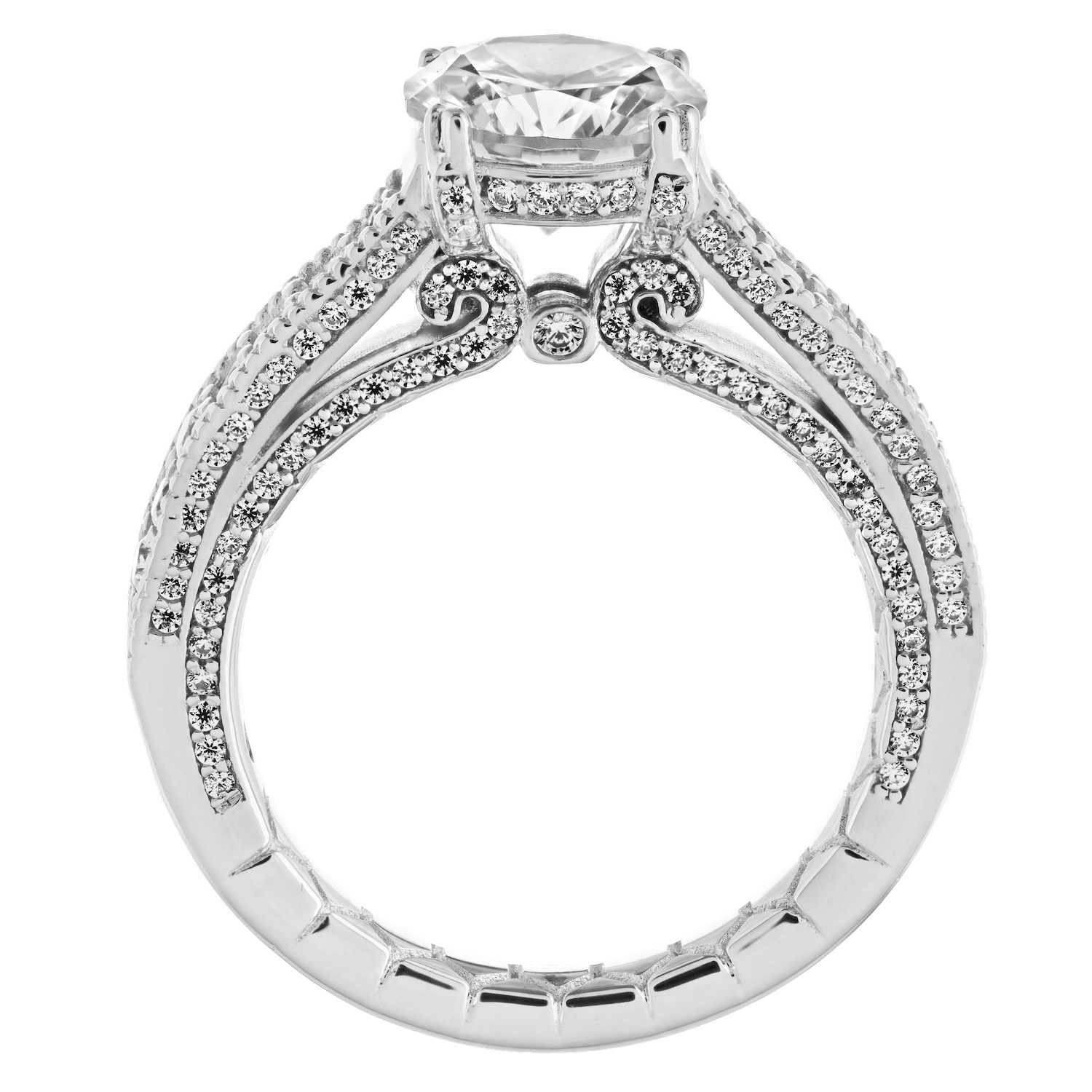 Enchanted Love&trade; 14K White Gold Diamond 0.75 Ctw Prong Set Center Milgrain Shank Semi-Mount Engagement Ring