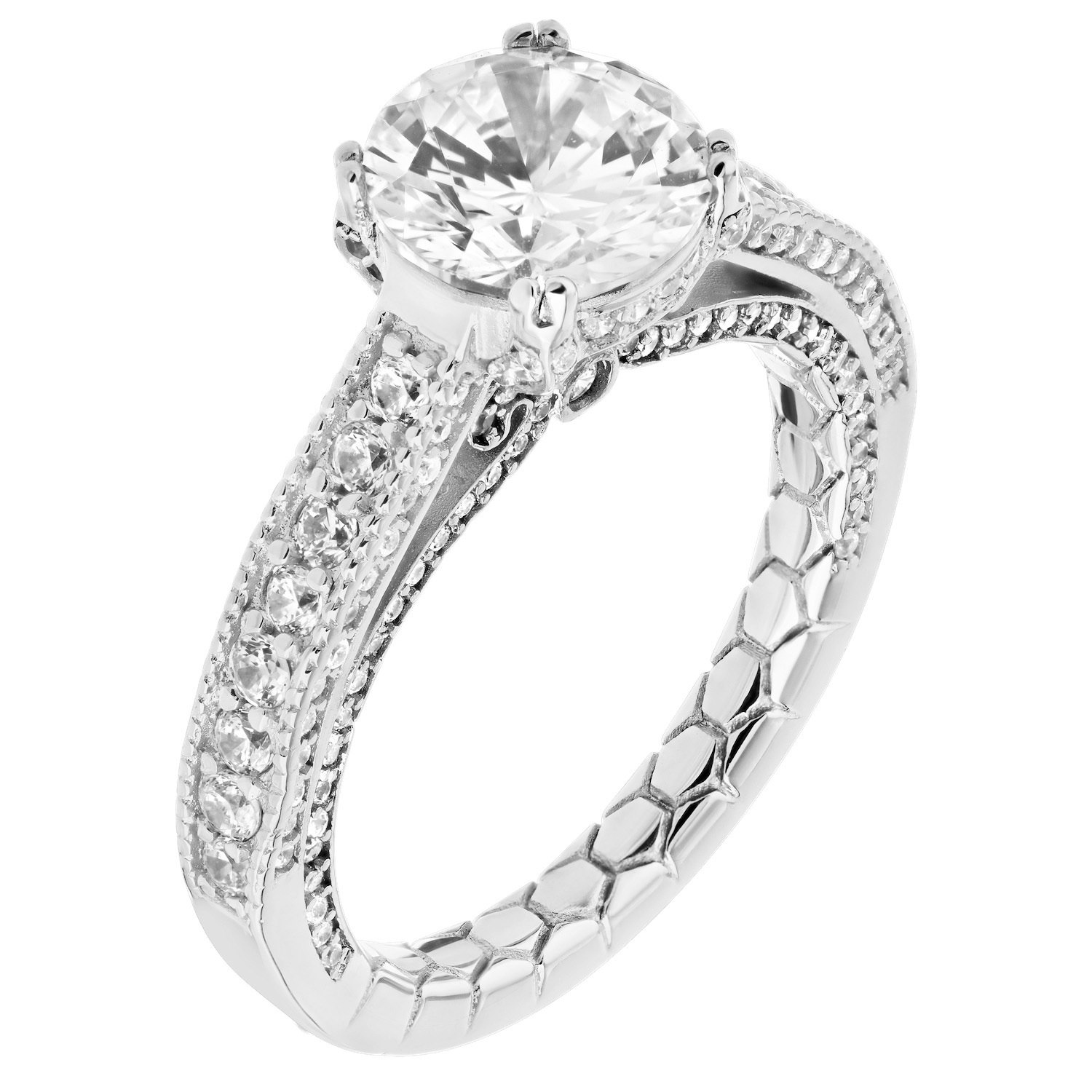 Enchanted Love&trade; 14K White Gold Diamond 0.75 Ctw Prong Set Center Milgrain Shank Semi-Mount Engagement Ring