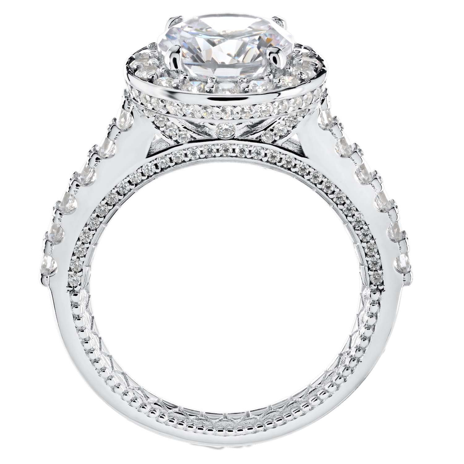 Enchanted Love&trade; 14K White Gold Diamond 1.00 Ctw Oval Halo Center Prong Set Shoulders Semi-Mount Engagement Ring