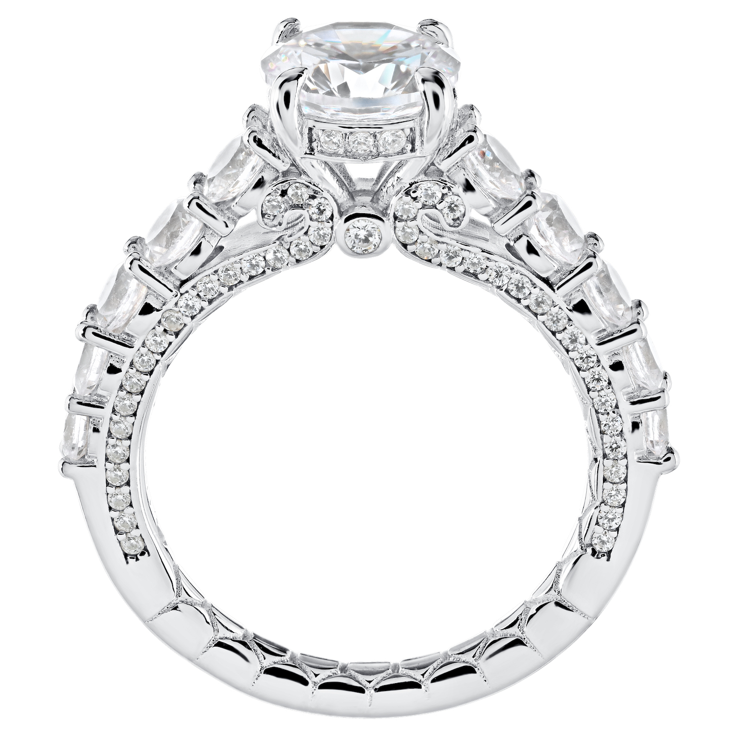 Enchanted Love&trade; 14K White Gold Diamond 1.33 Ctw Prong Set Center with Prong Set Shoulders Semi-Mount Engagement Ring