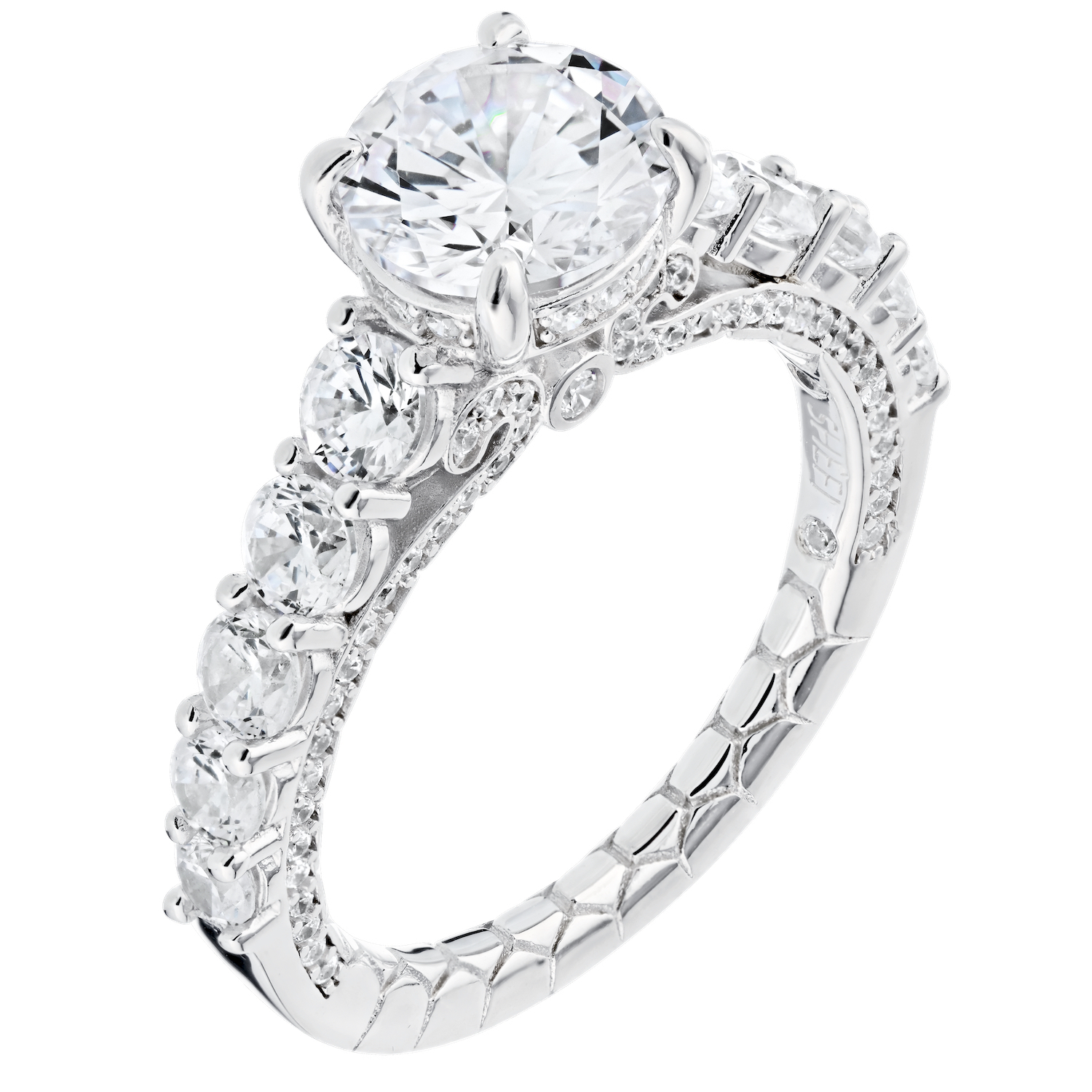 Enchanted Love&trade; 14K White Gold Diamond 1.33 Ctw Prong Set Center with Prong Set Shoulders Semi-Mount Engagement Ring