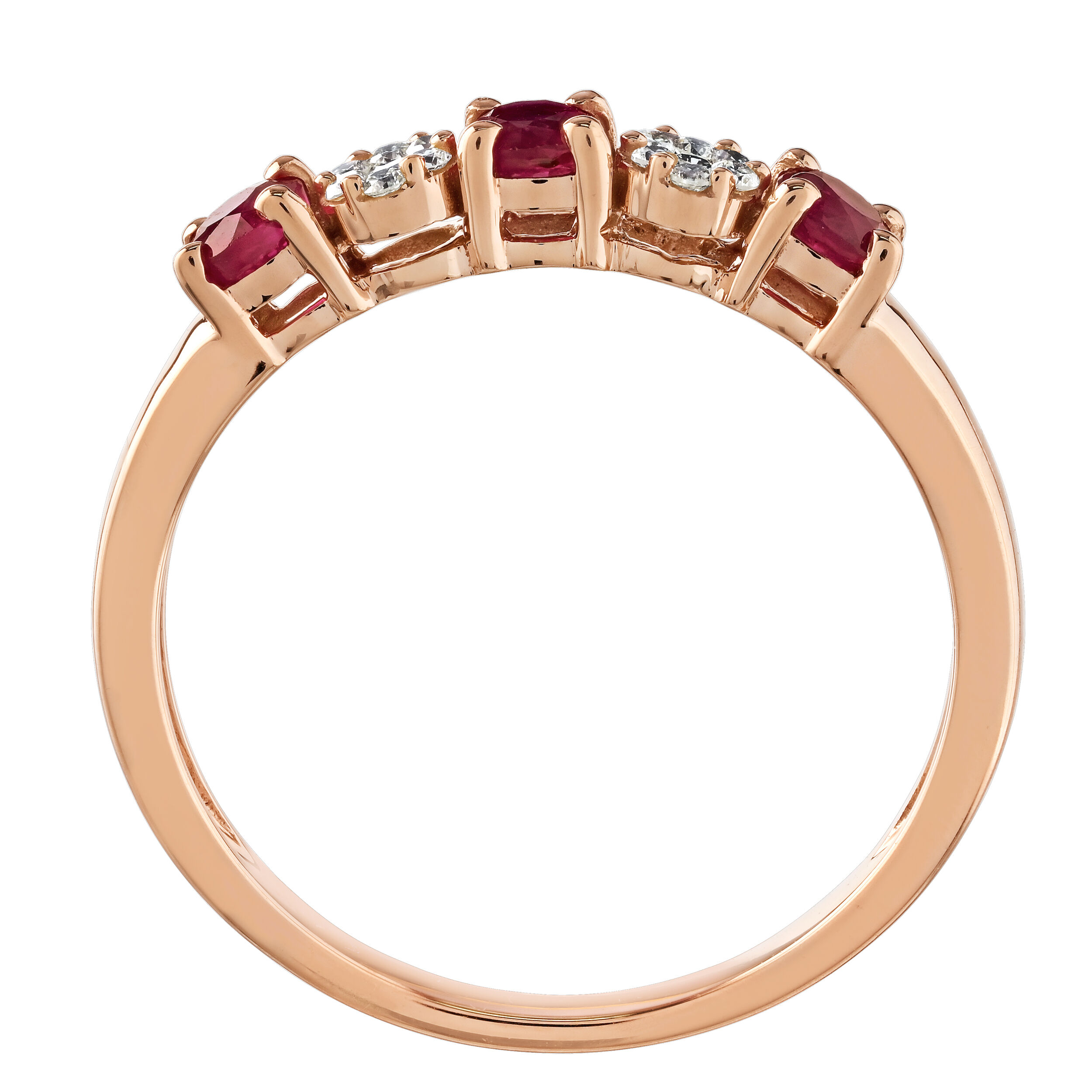 Majestic Gems&trade; 10k Rose Gold Color Stone & Diamond Cluster Shared Prong Ruby & Diamond 0.52 Ctw