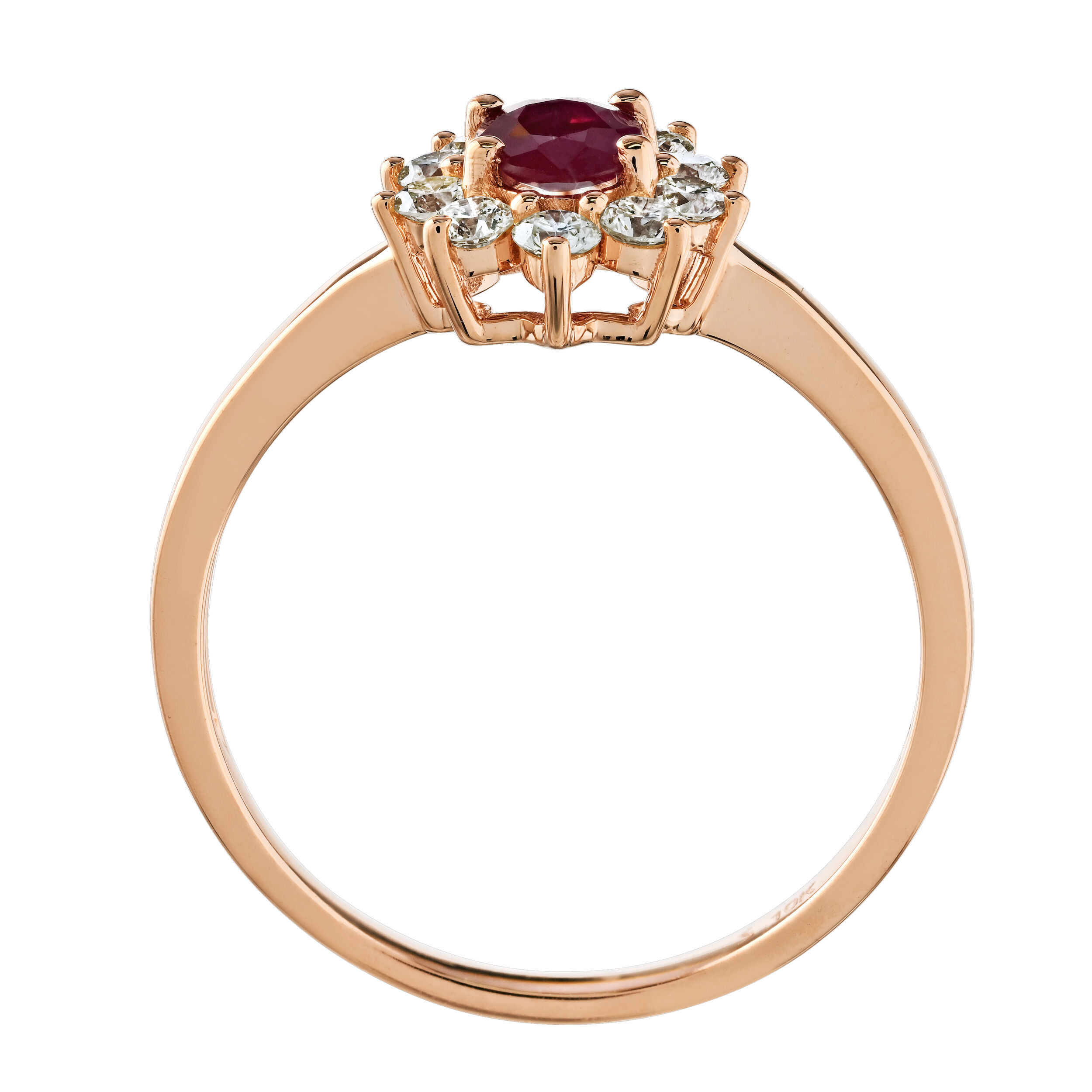 Majestic Gems&trade; 10k Rose Gold Oval Color Stone Center Halo Ruby & Diamond 0.95 Ctw
