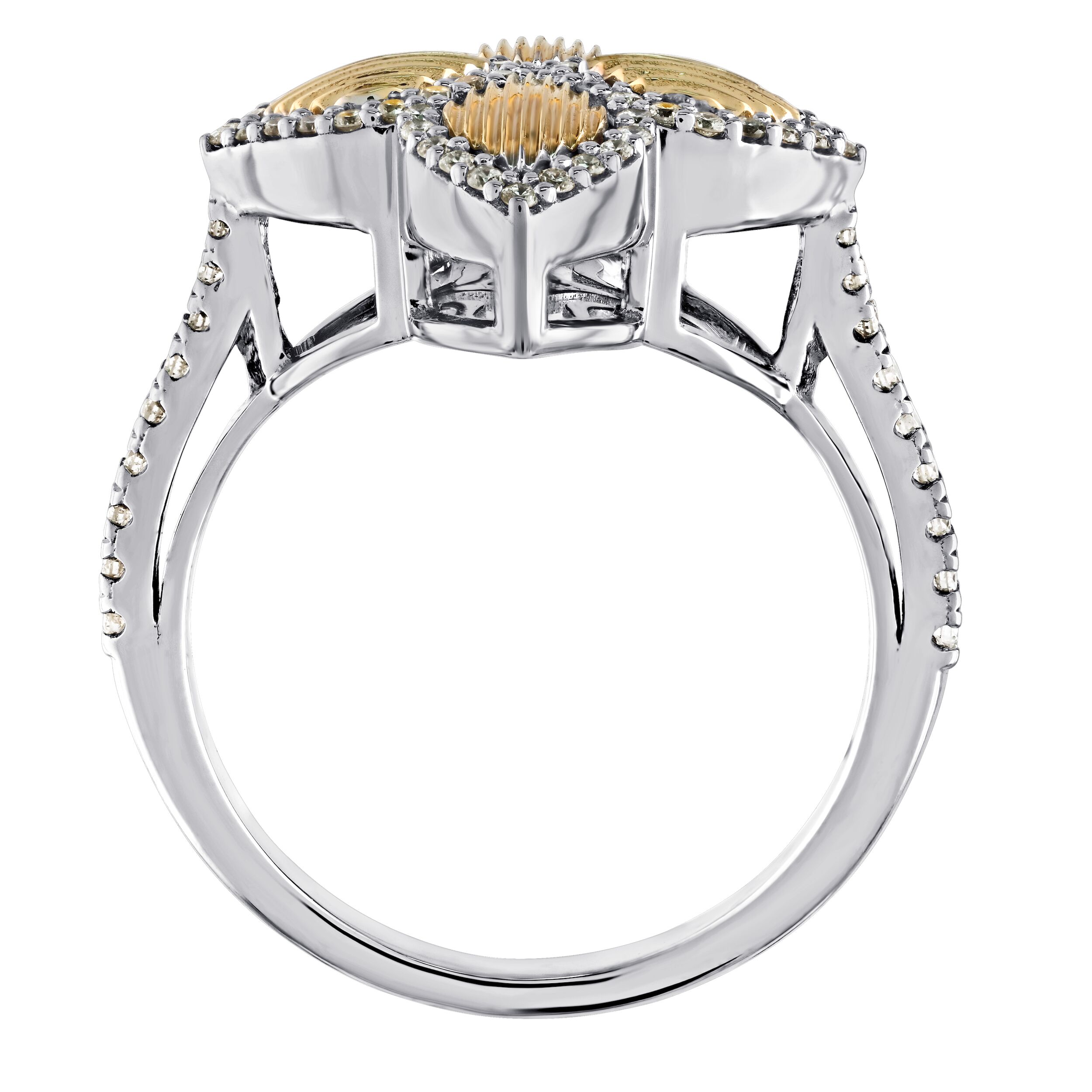 Textura&trade; 14K Two Tone Clover Matte Gold with Diamond Halo Diamond 2.25 Ctw
