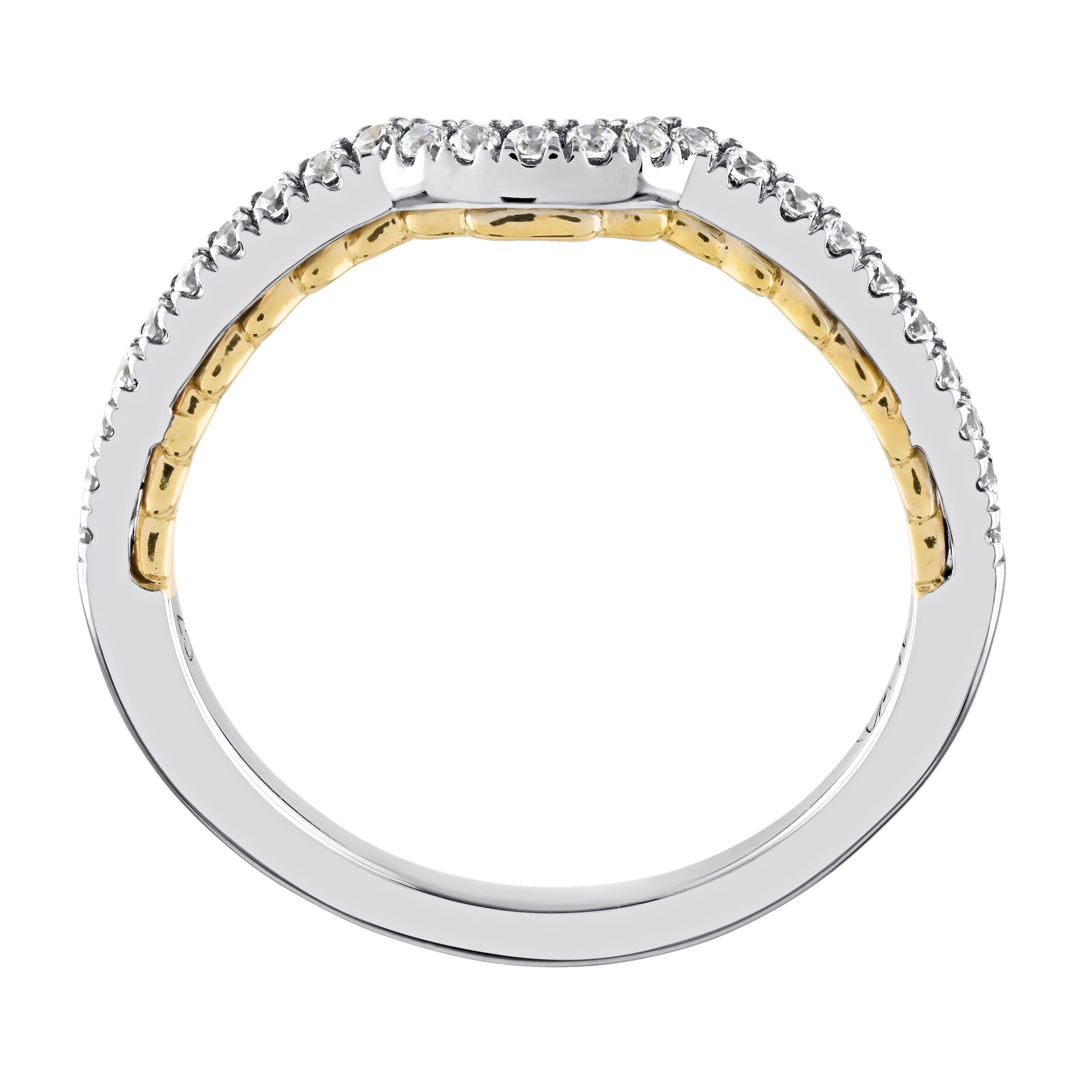 Celestial Love&trade; 14K Two Tone Diamond Matching Fitted Wedding Ring 0.19 Ctw