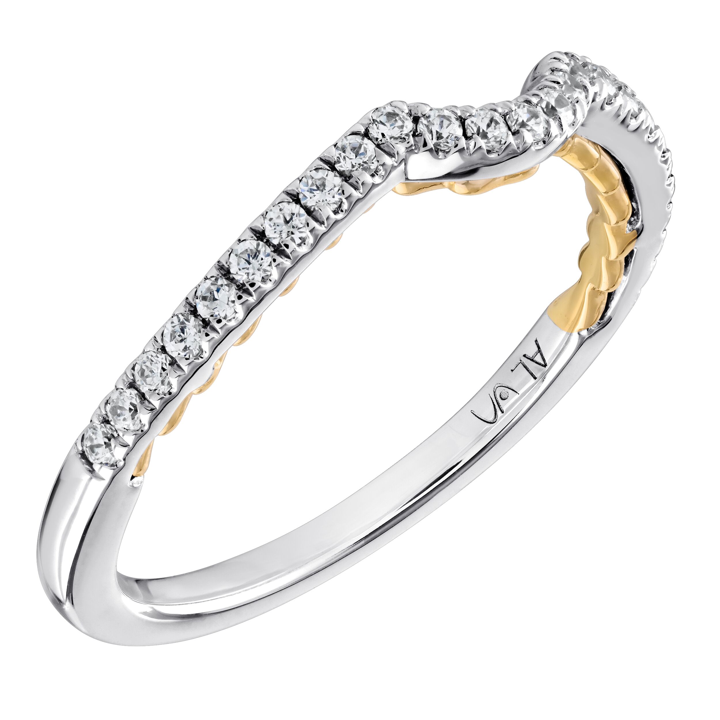Celestial Love&trade; 14K Two Tone Diamond Matching Fitted Wedding Ring 0.19 Ctw